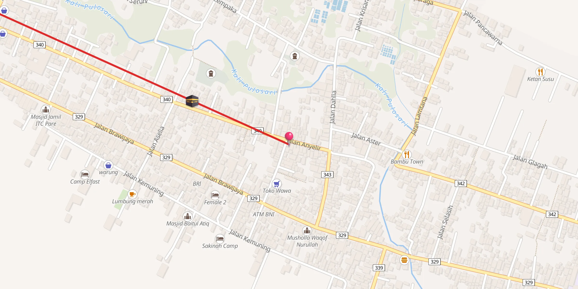 Carte de localisation : Mushallah Waqaf - Baitul Manshurin