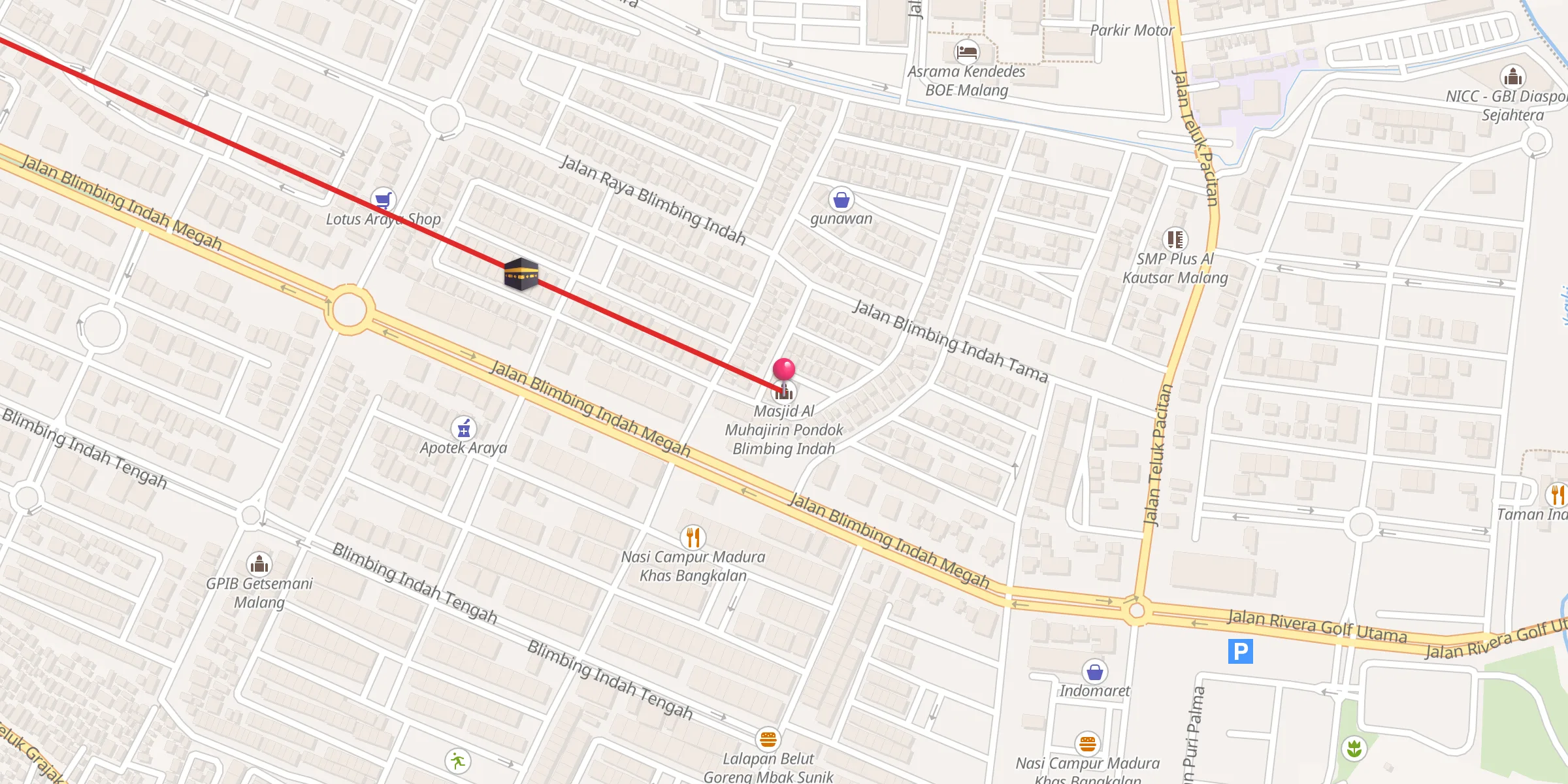 Carte de localisation : Masjid Al Muhajirin Pondok Blimbing Indah