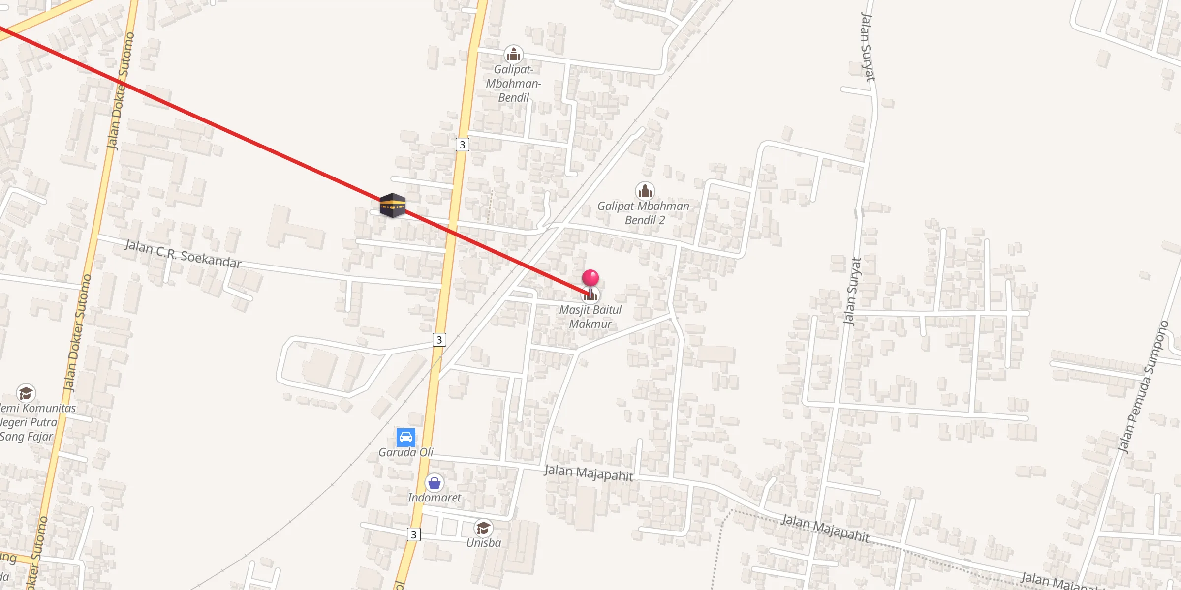Carte de localisation : Masjit Baitul Makmur