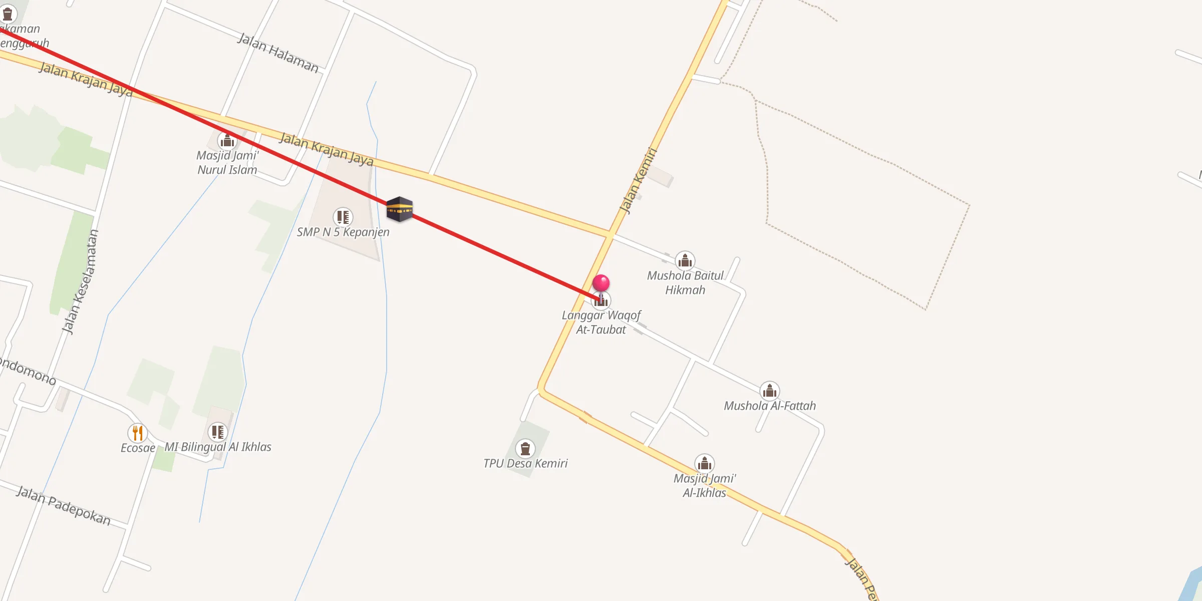 Carte de localisation : Langgar Waqof At-Taubat