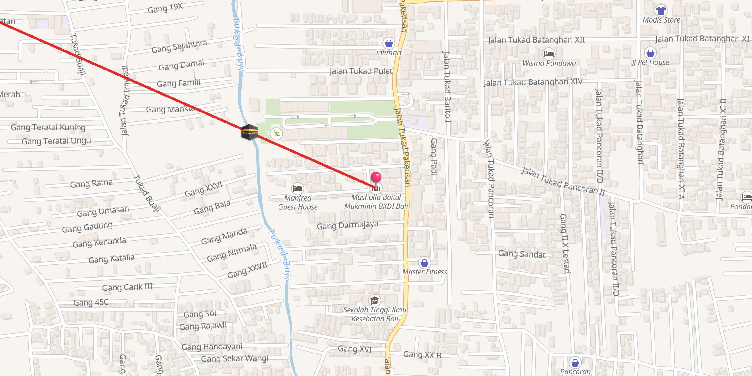 Carte de localisation : Musholla Baitul Mukminin BKDI Bali