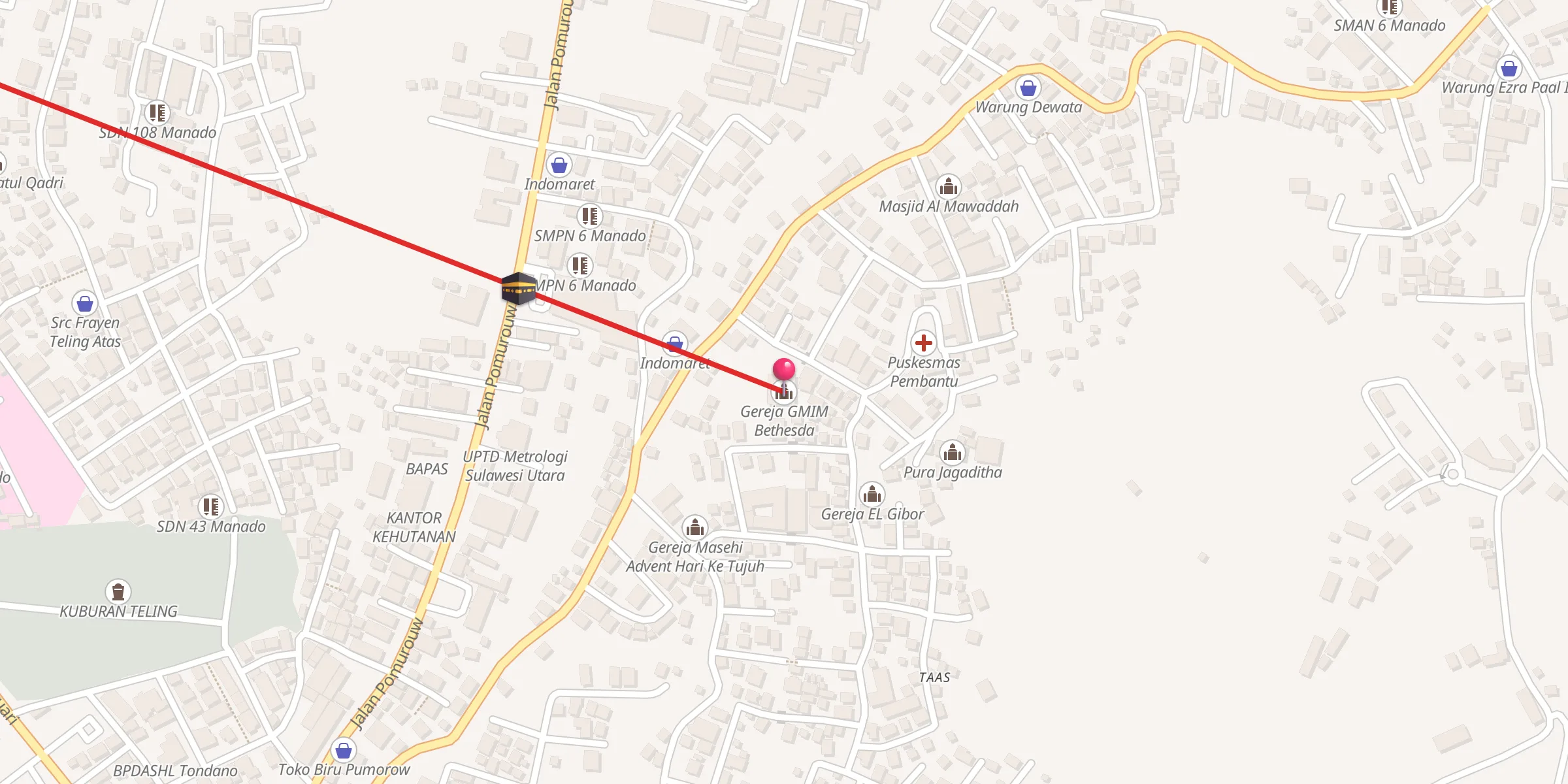 Carte de localisation : Gereja GMIM Bethesda