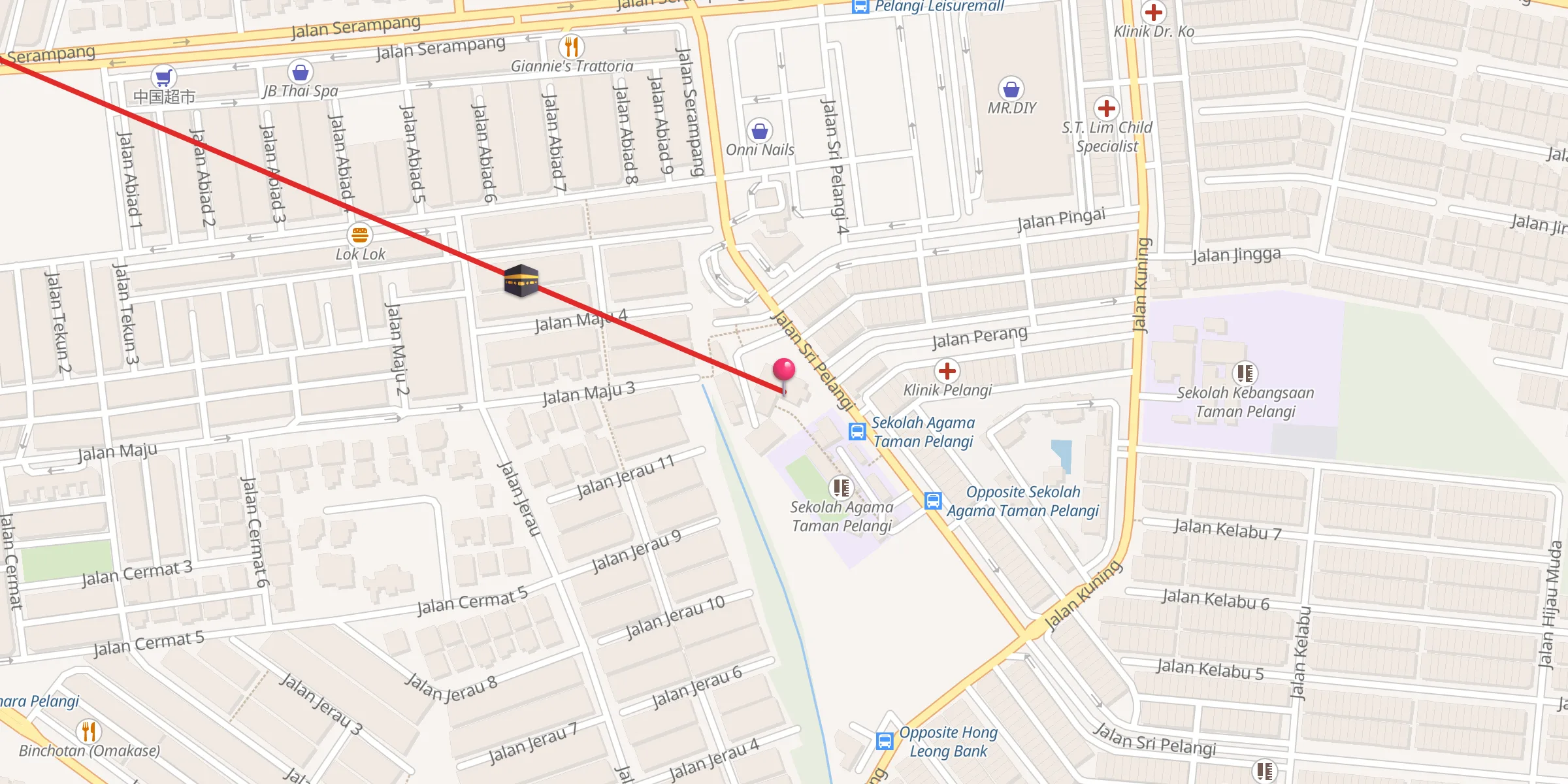 Carte de localisation : Masjid Jamek Taman Pelangi