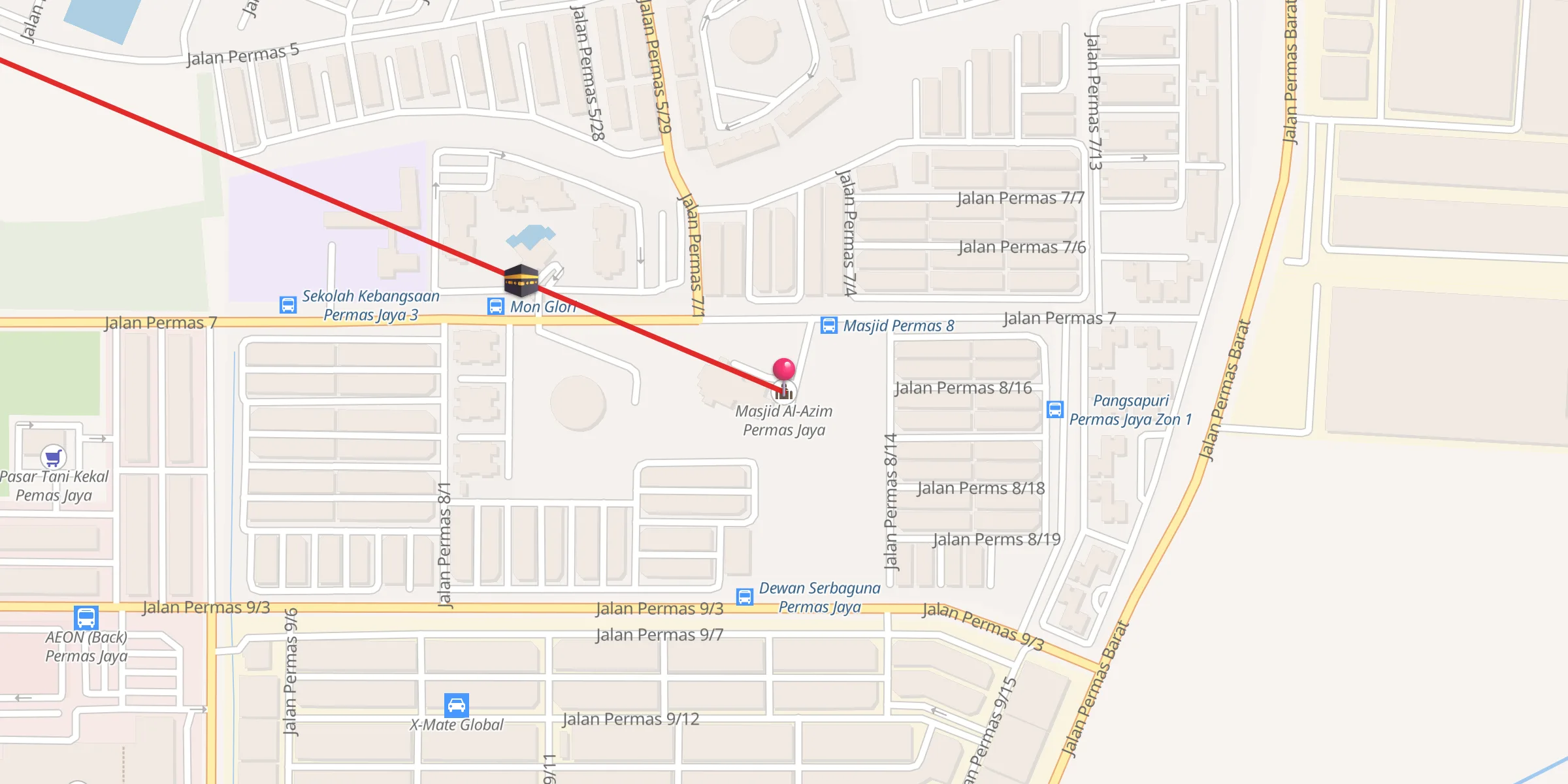 Carte de localisation : Masjid Al-Azim Permas Jaya
