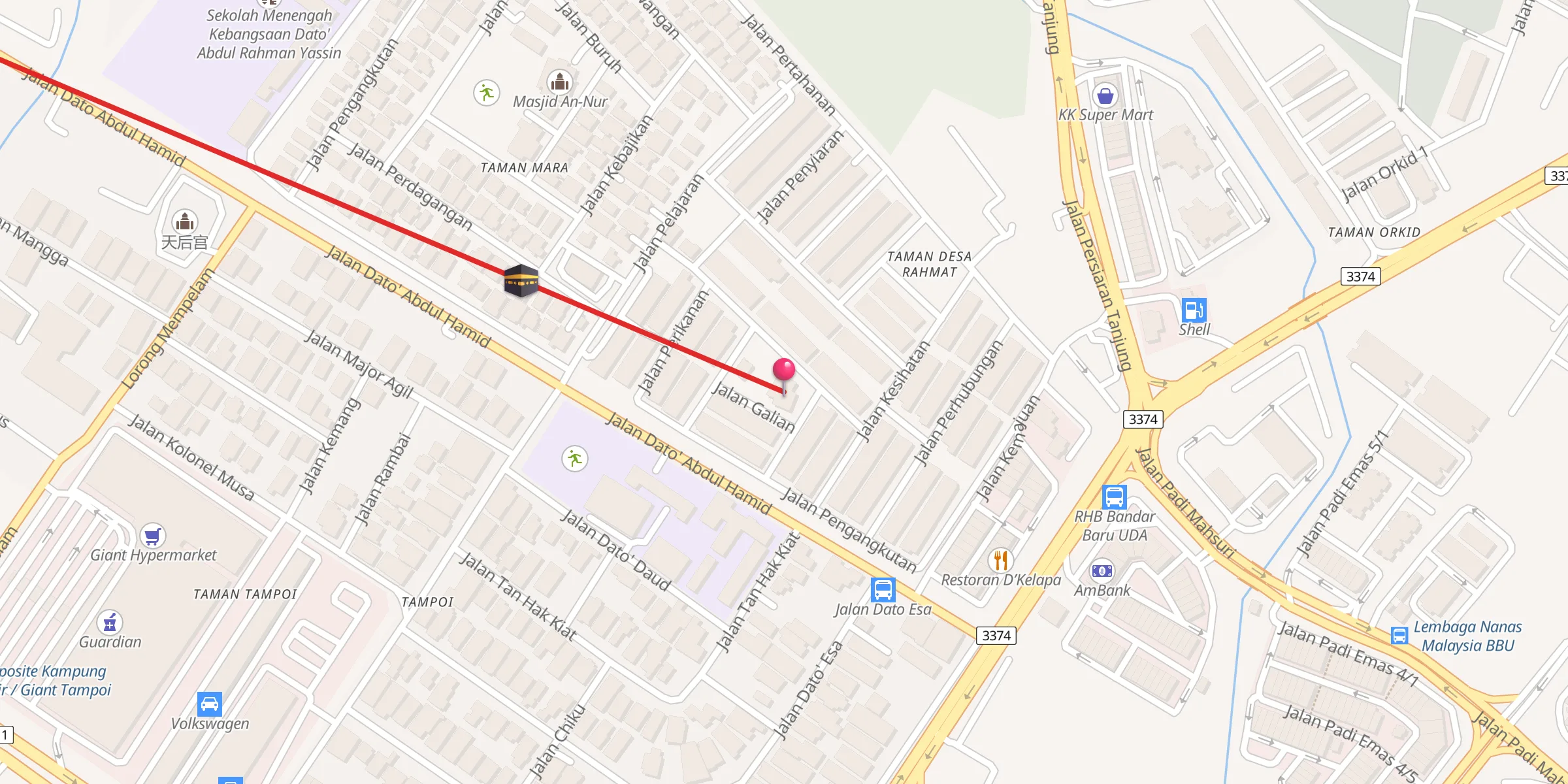 Carte de localisation : Surau Al-Husna