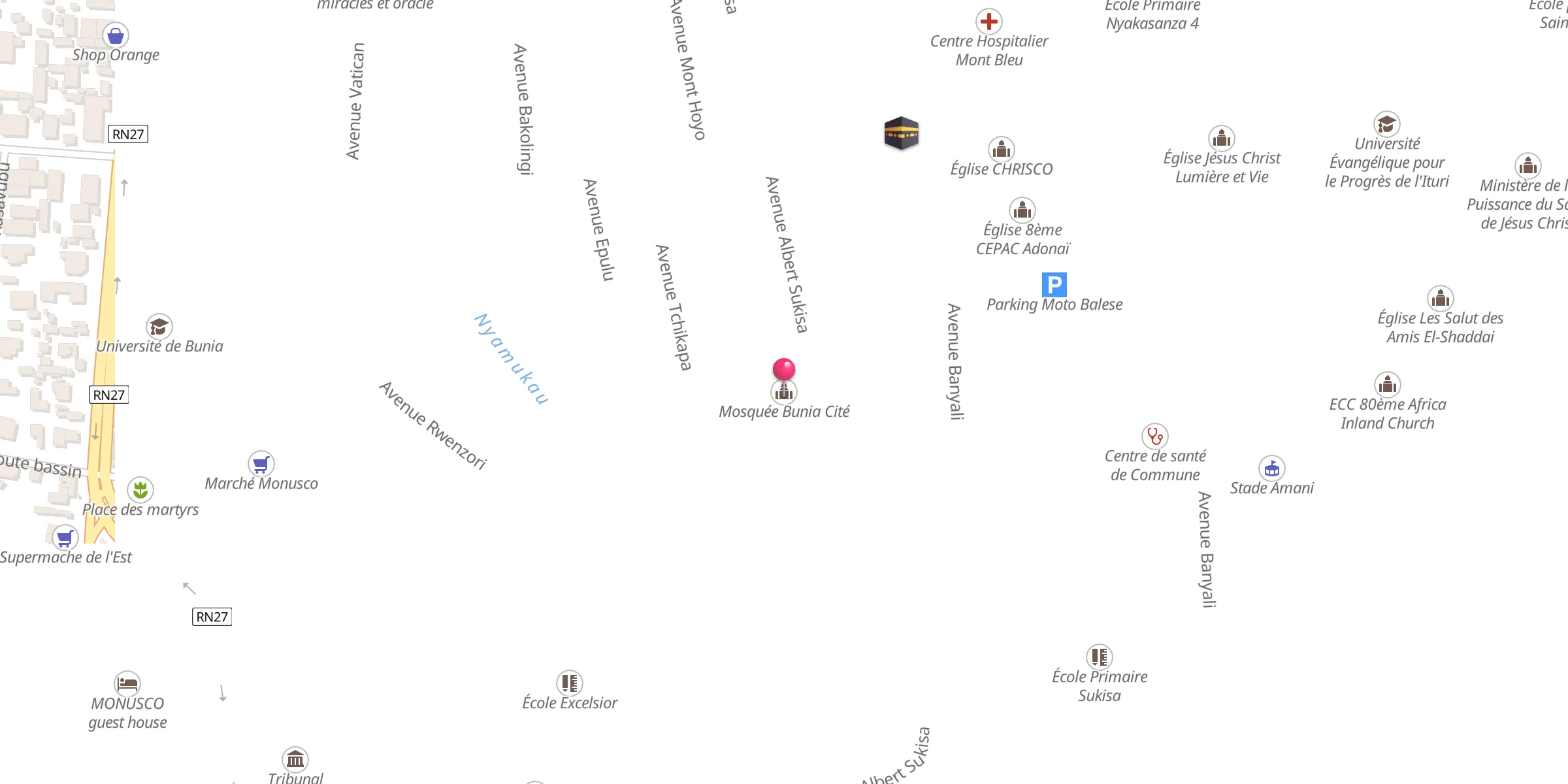 Carte de localisation : Mosquée Bunia Cité