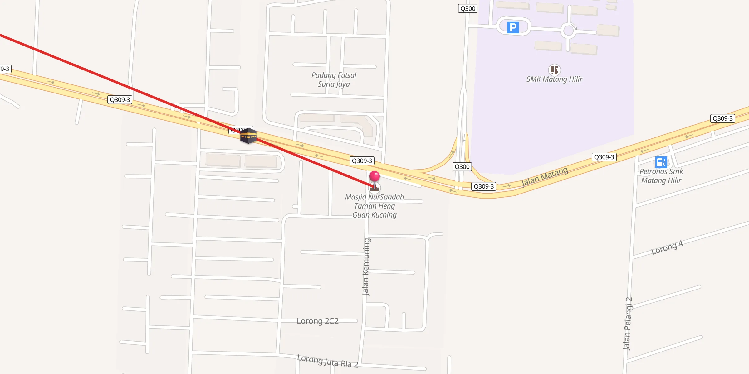 Carte de localisation : Masjid NurSaadah Taman Heng Guan Kuching