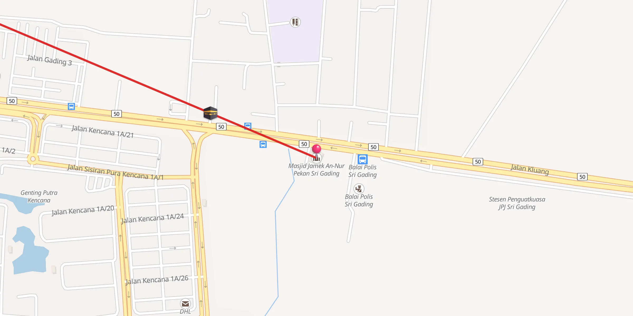 Carte de localisation : Masjid Jamek An-Nur Pekan Sri Gading