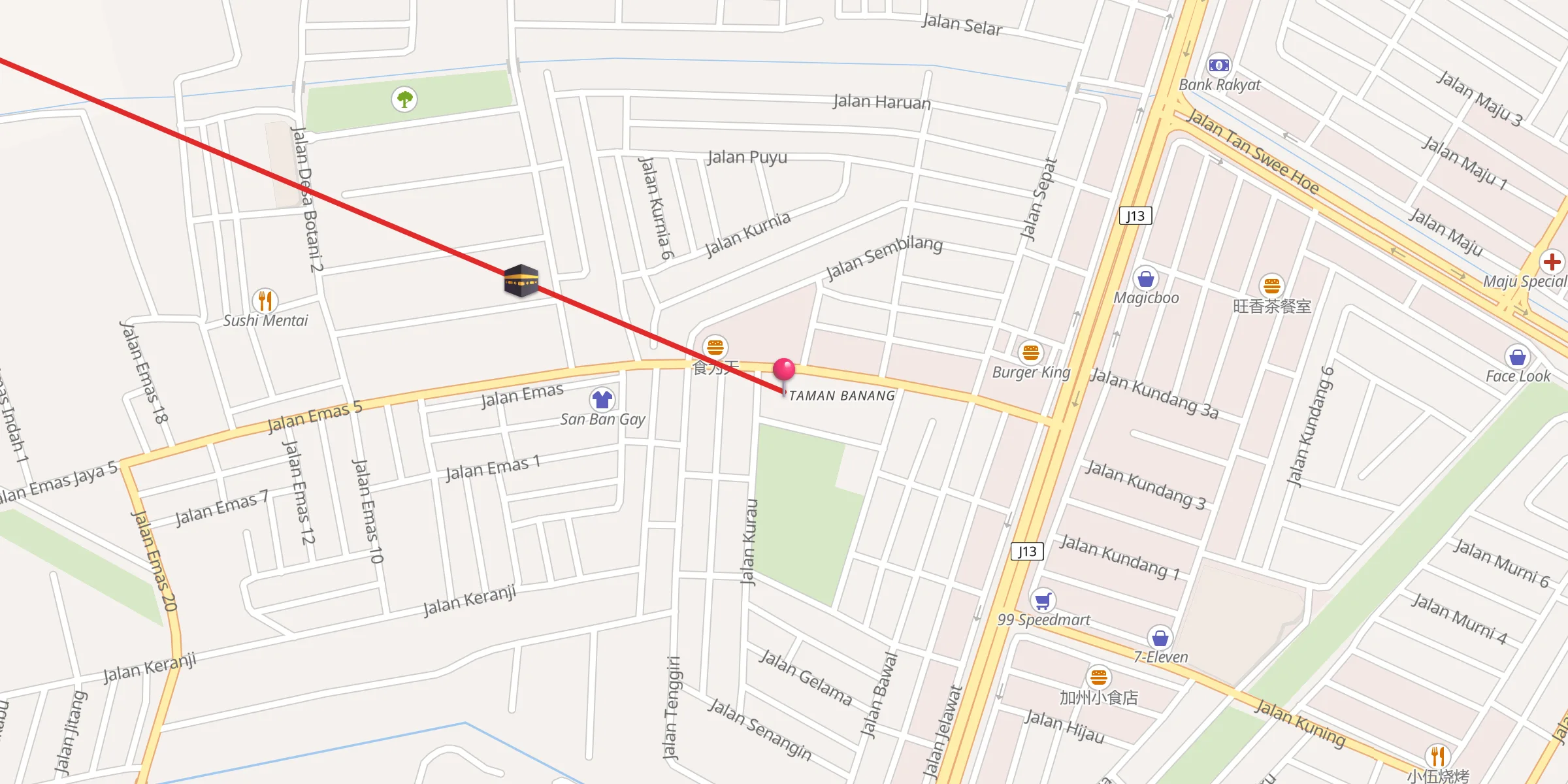 Carte de localisation : Surau Al-Ghufran