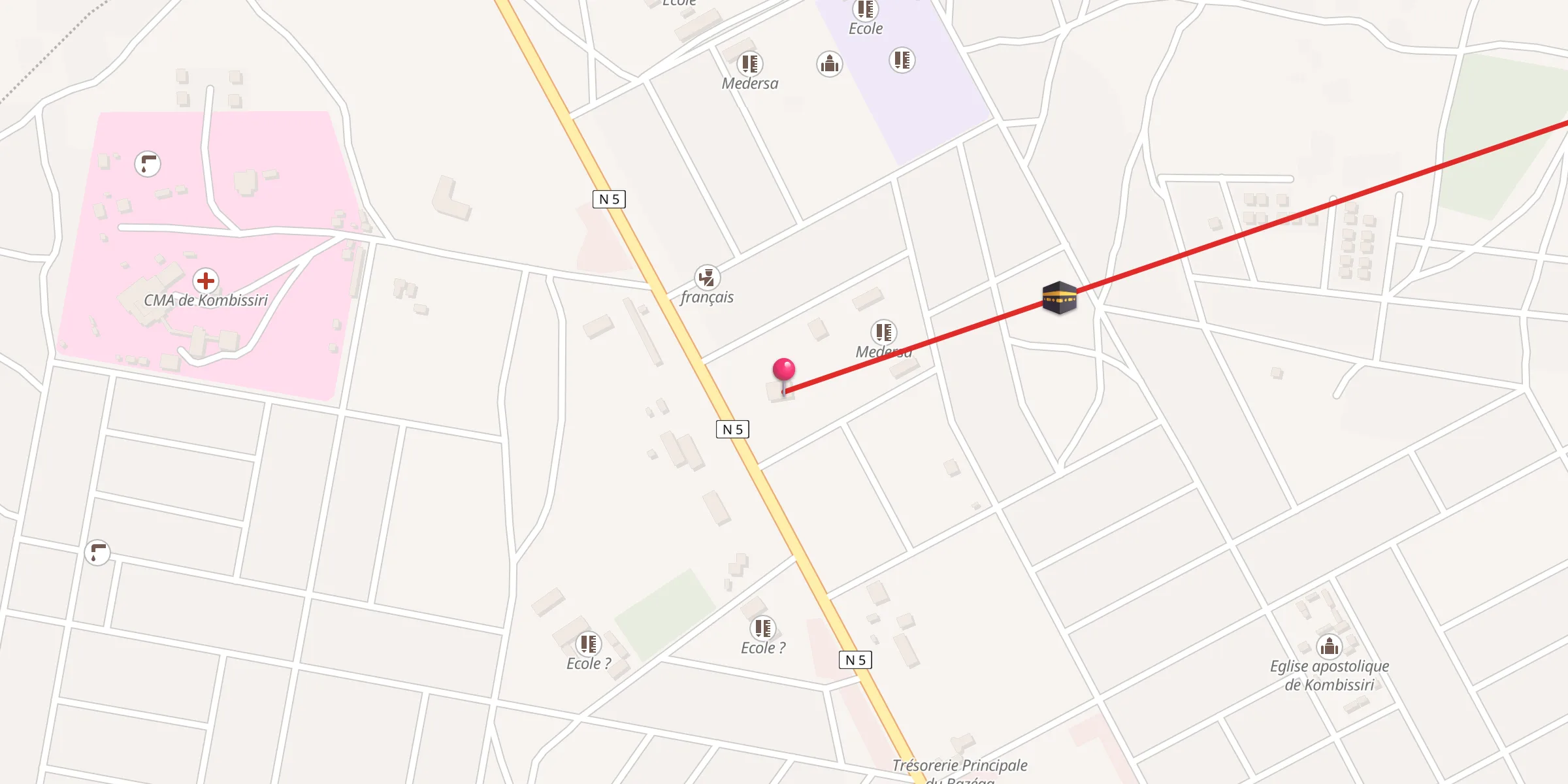 Carte de localisation : Mosquée de Kombissiri-Nord