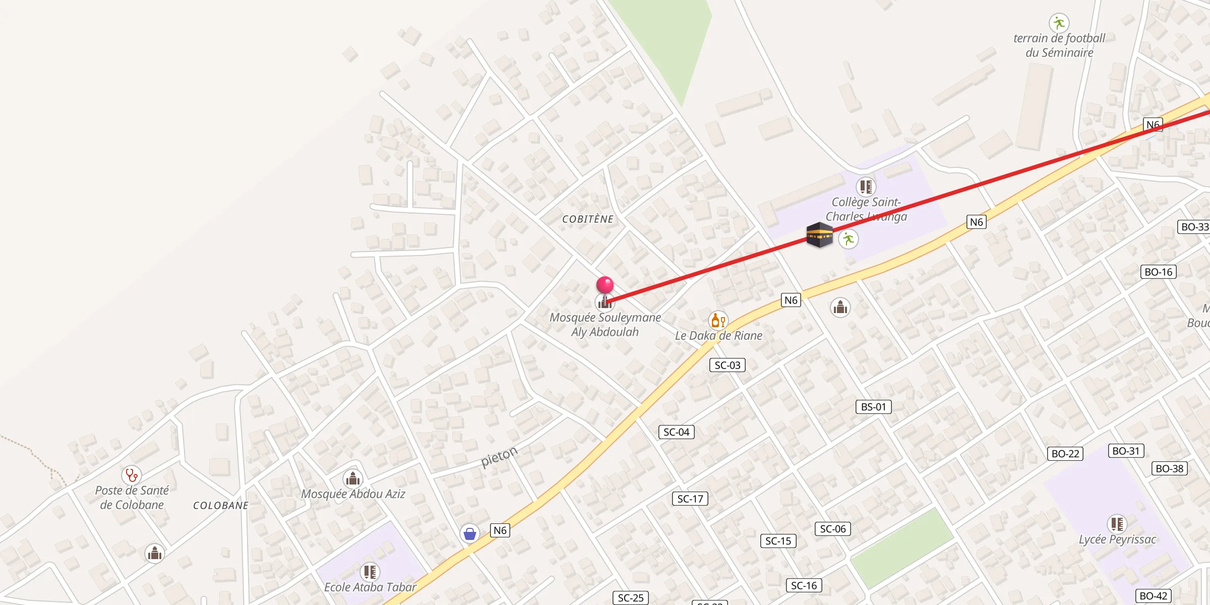 Carte de localisation : Mosquée Souleymane Aly Abdoulah