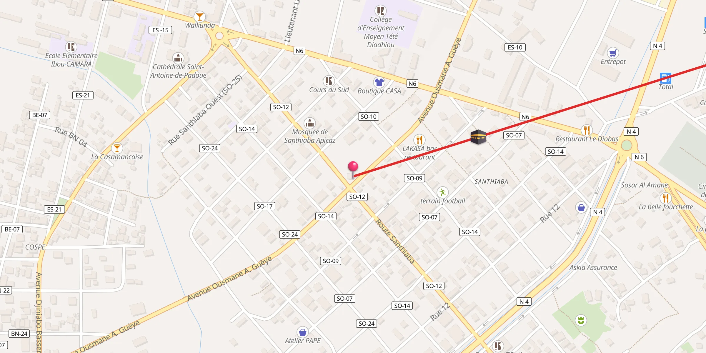 Carte de localisation : Mosquée de Santhiaba