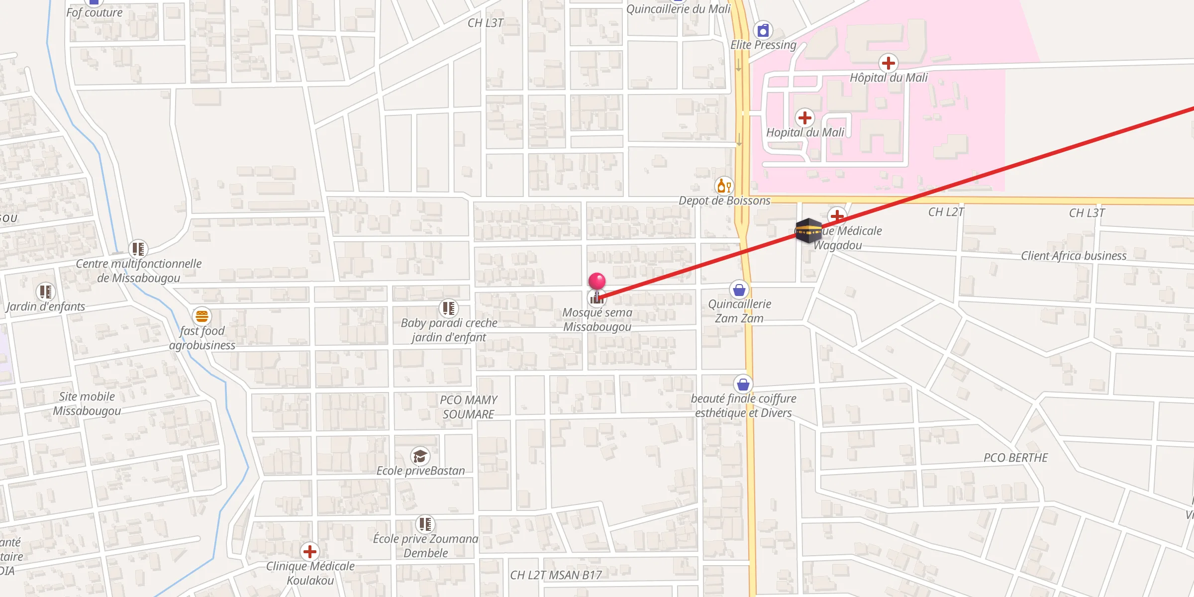 Carte de localisation : Mosqué sema Missabougou