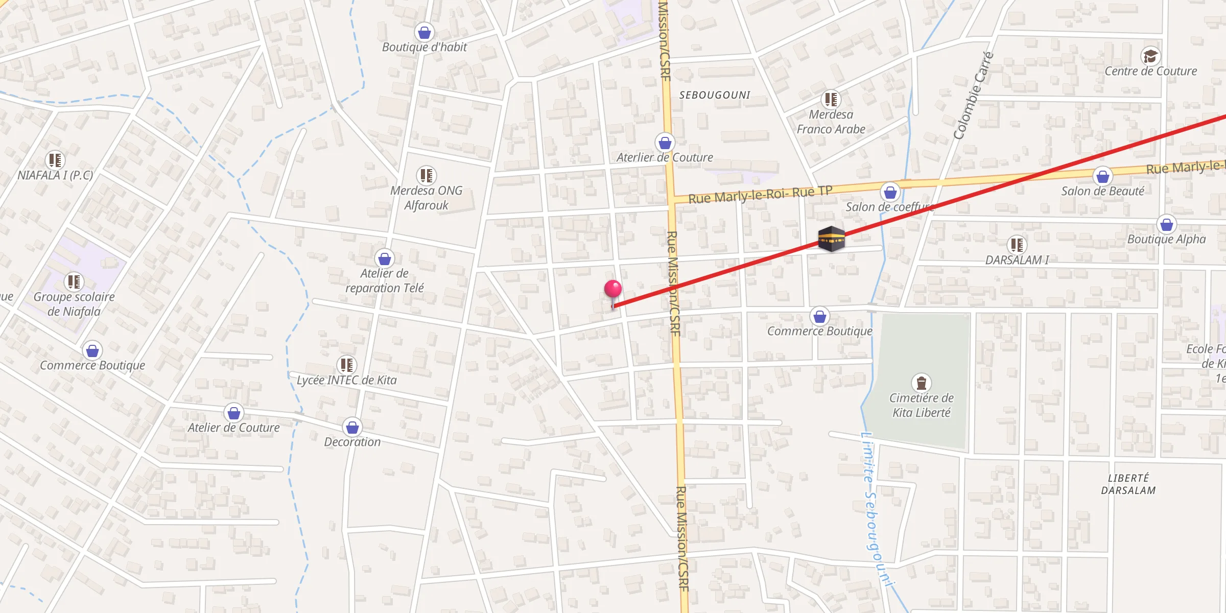 Carte de localisation : Mosqué Secondaire de Sebougouni
