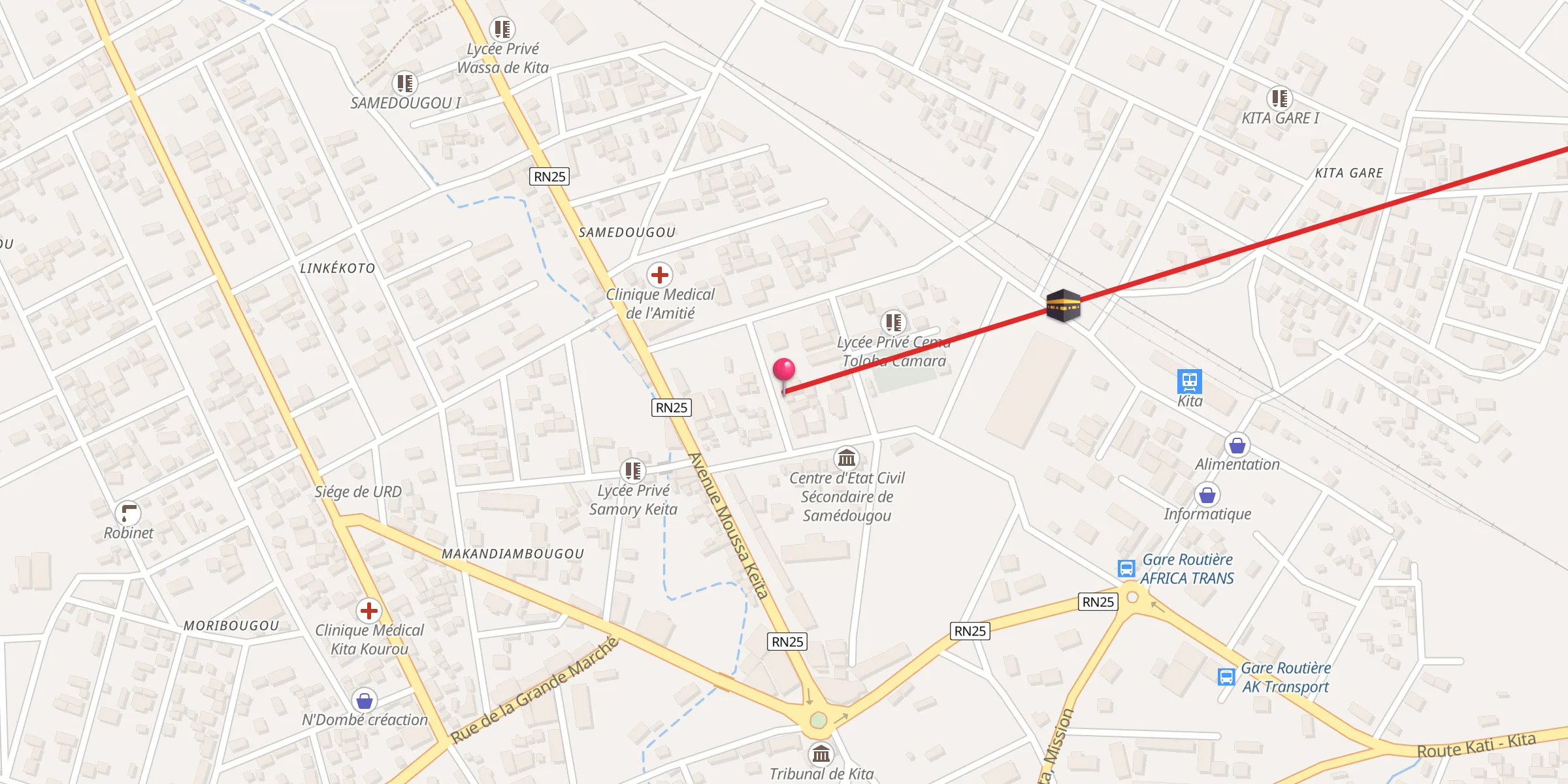 Carte de localisation : Mosqué de Samédougou Marché
