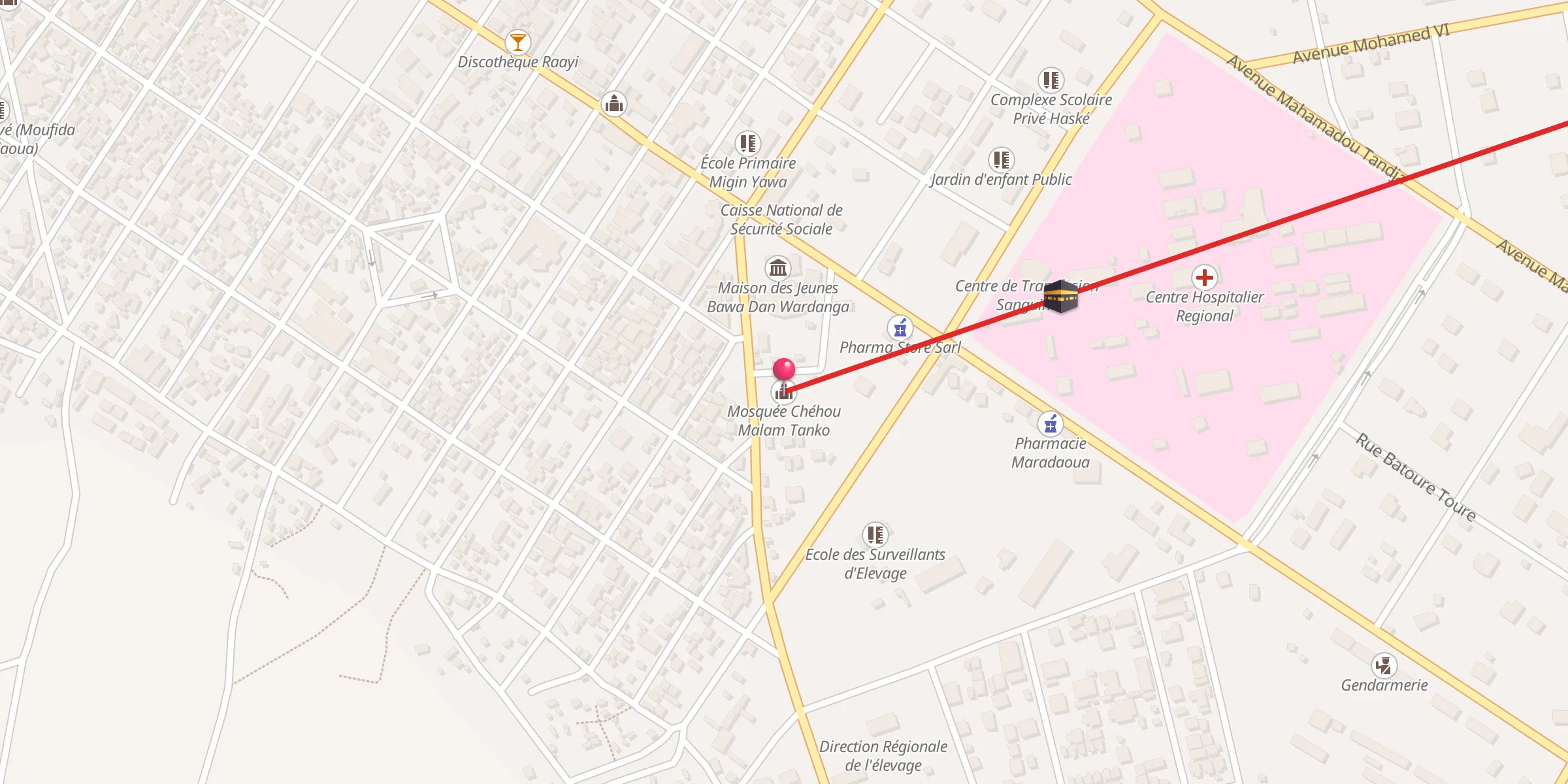 Carte de localisation : Mosquée Chéhou Malam Tanko