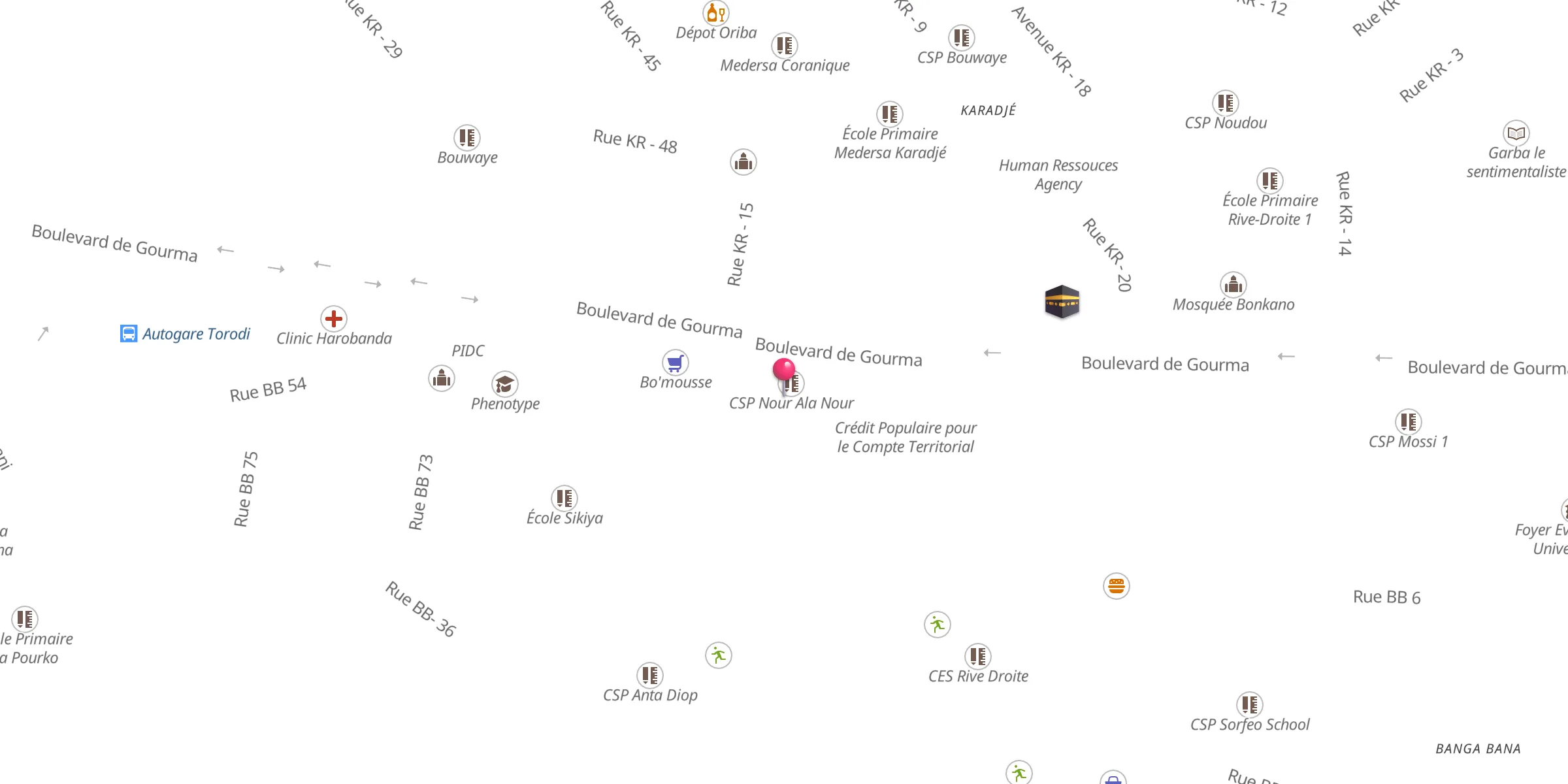 Carte de localisation : Mosquée Bangabana