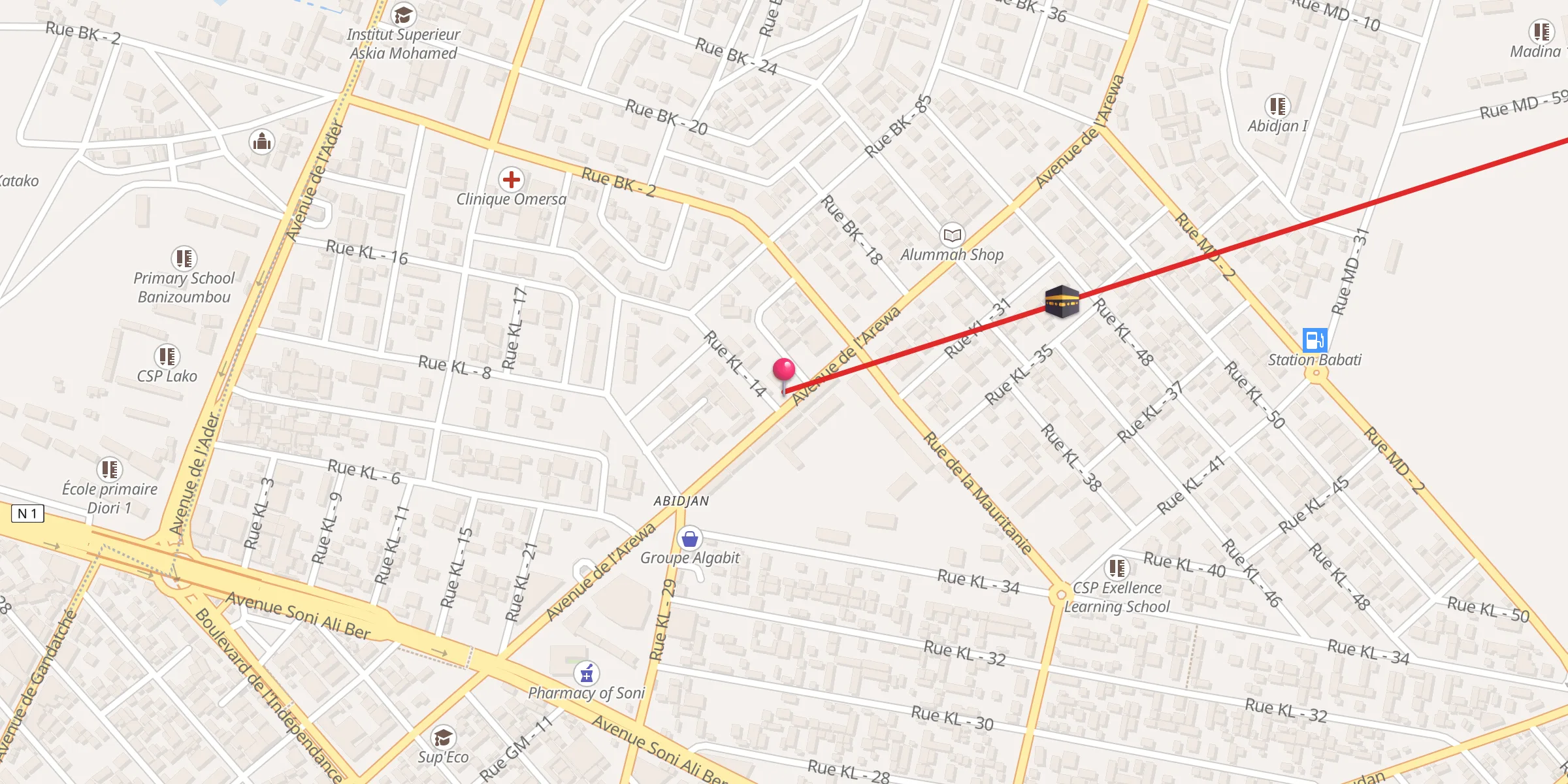 Carte de localisation : Mosquée Ben Wakass