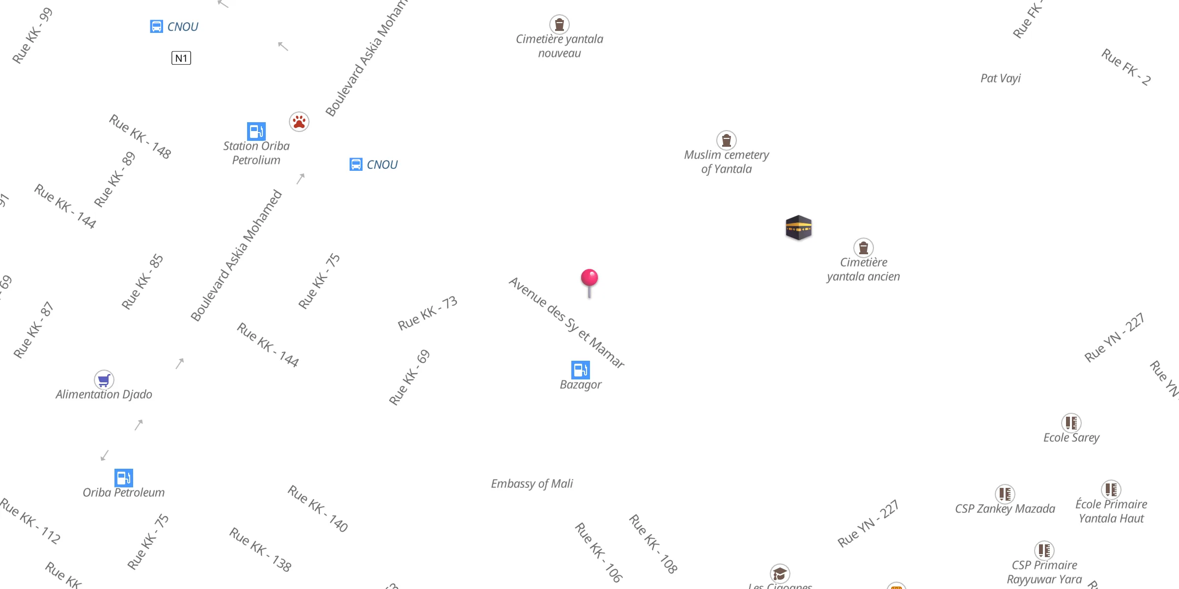 Carte de localisation : Morgue Cimetière Yantala