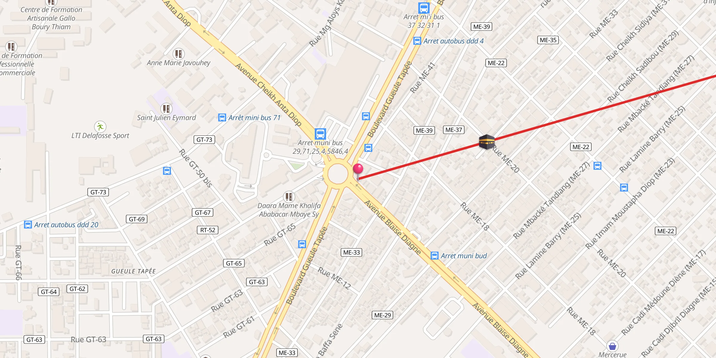 Carte de localisation : Mosquee Abdoul Azize Sy Dabakh Medina