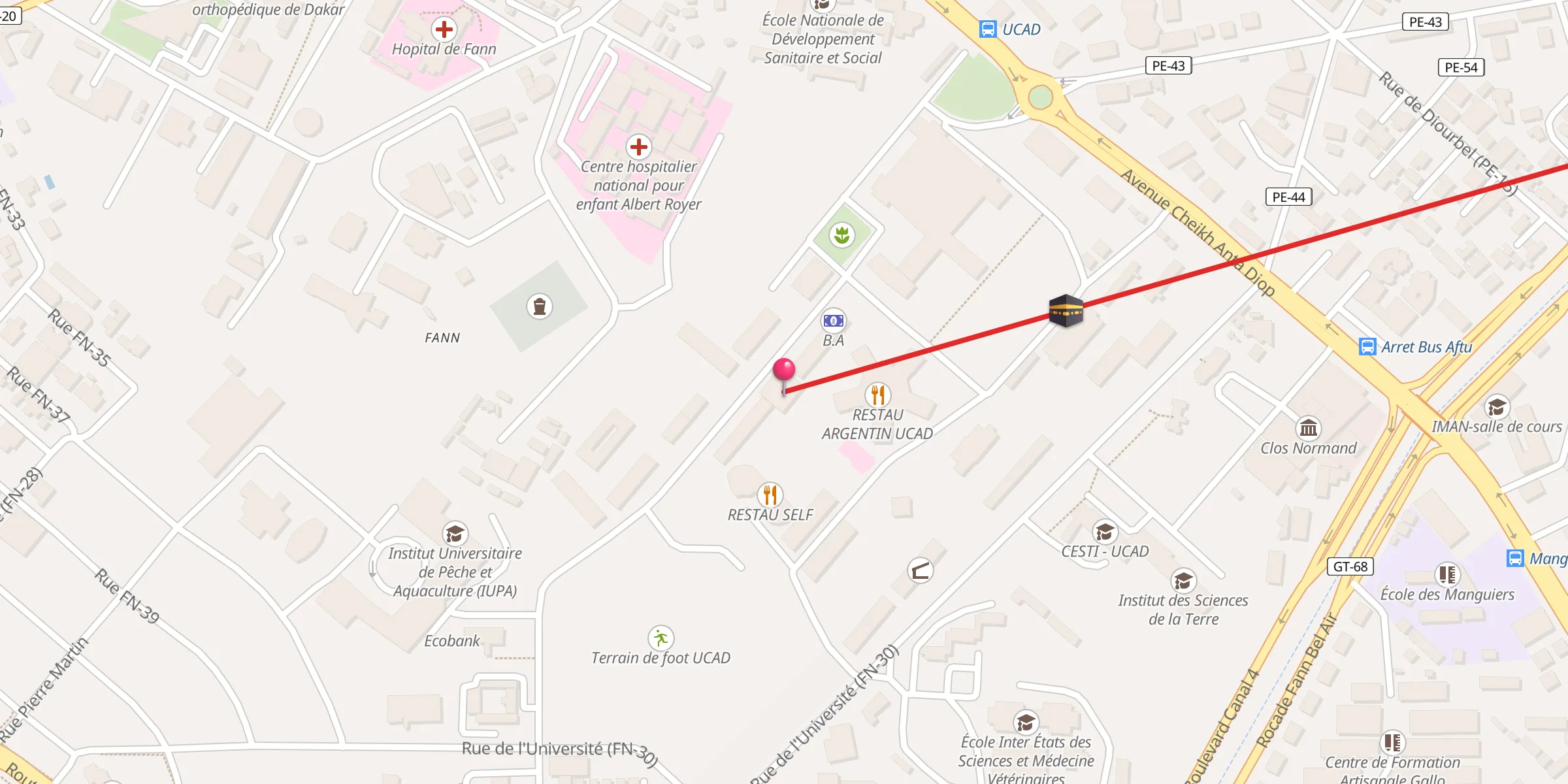 Carte de localisation : Grande Mosquée UCAD