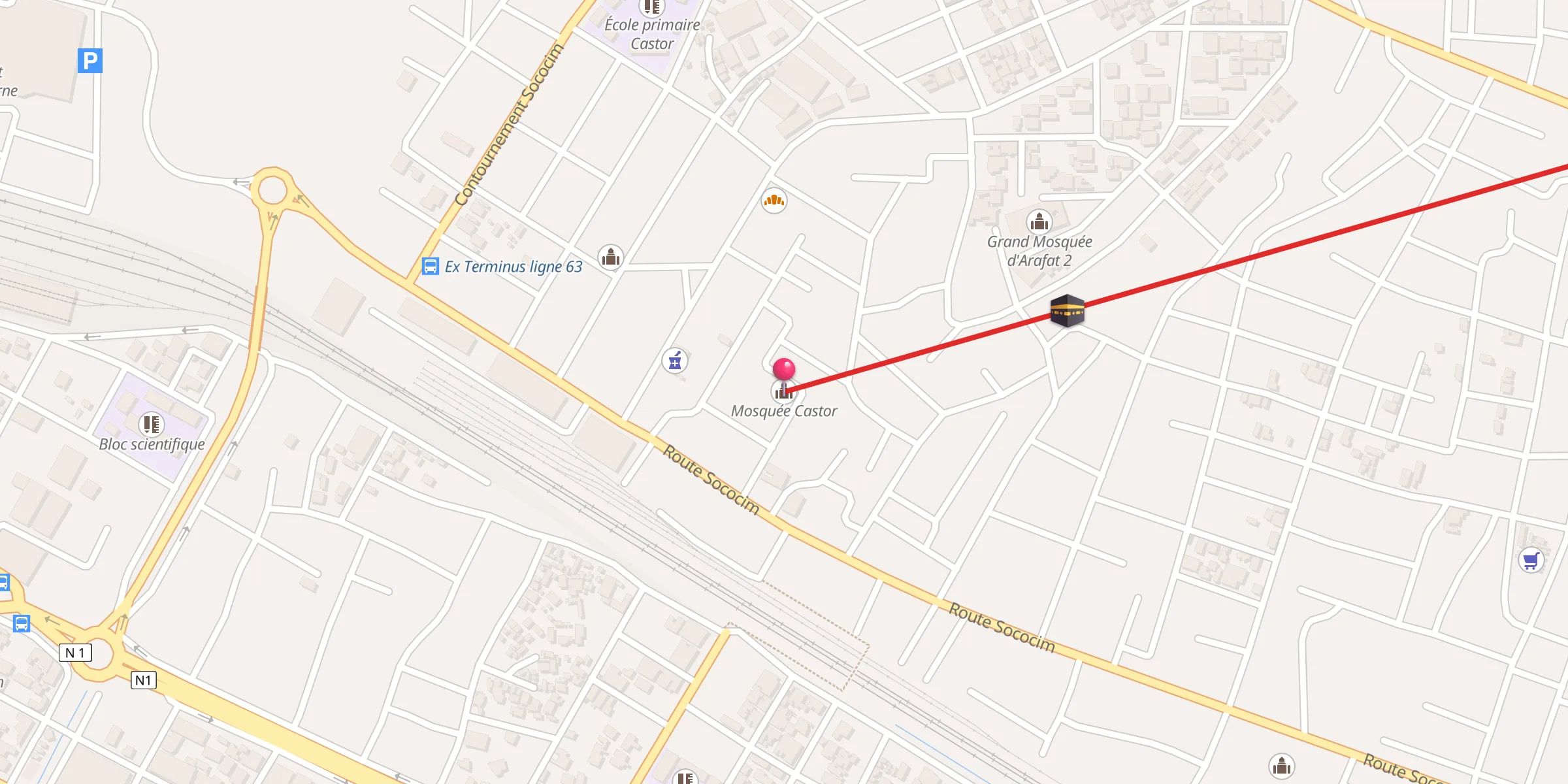 Carte de localisation : Mosquée Castor