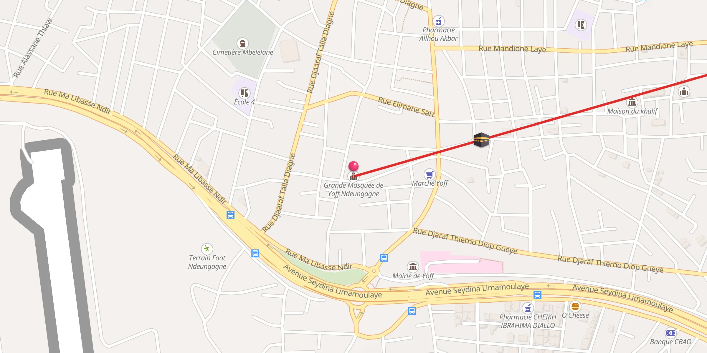 Carte de localisation : Grande Mosquée de Yoff Ndeungagne