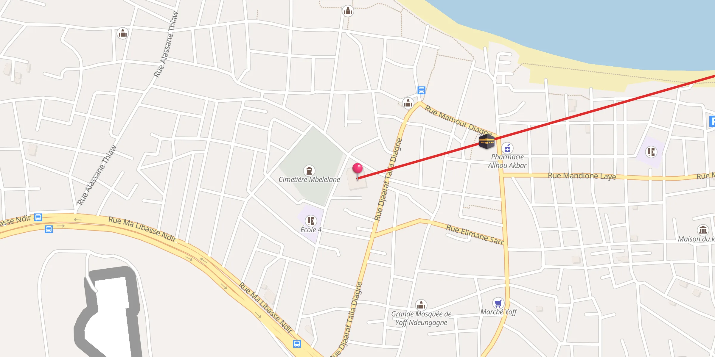 Carte de localisation : Grande mosquée de Yoff
