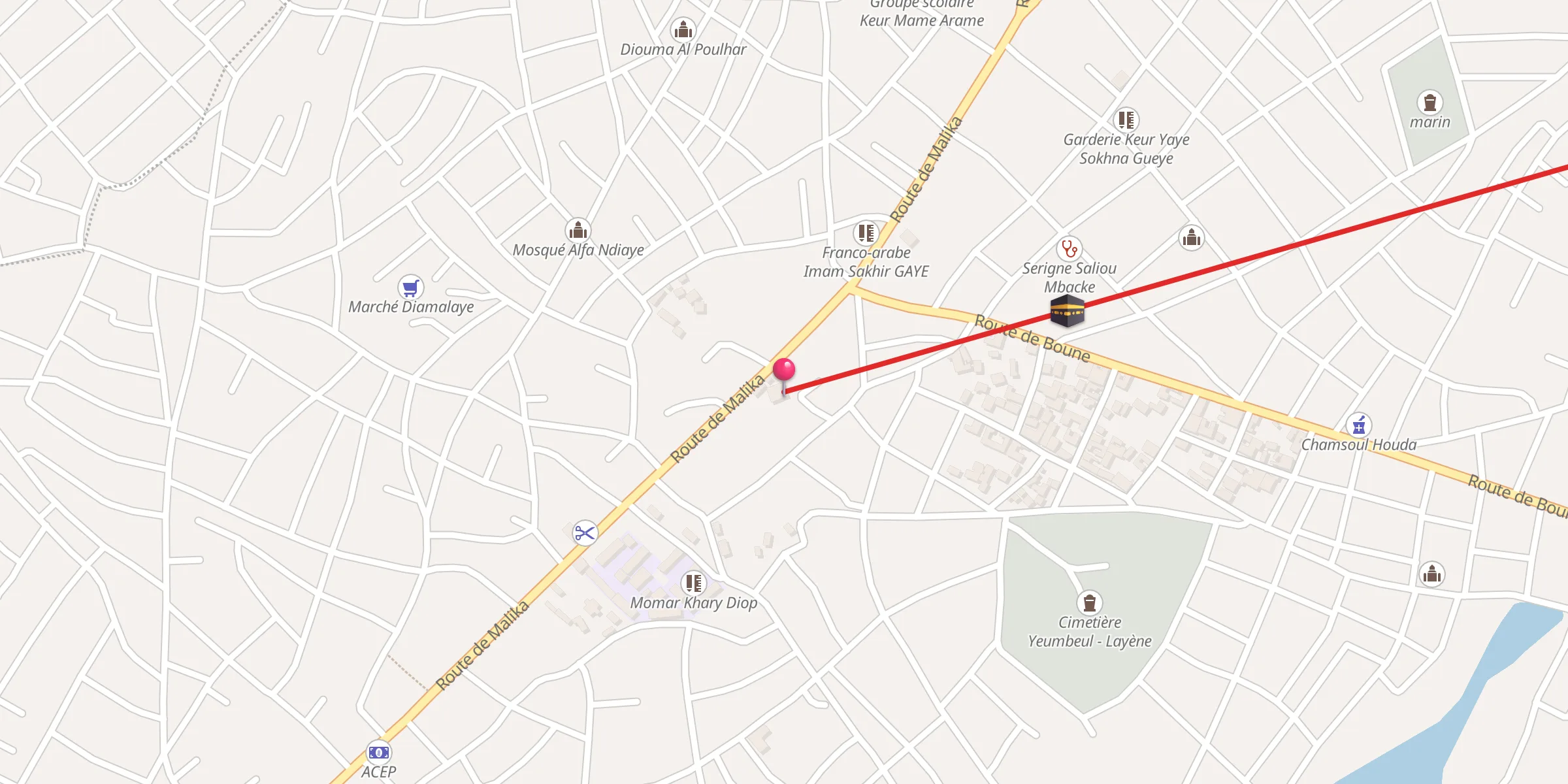 Carte de localisation : Mosquée Layene de Yeumbeul