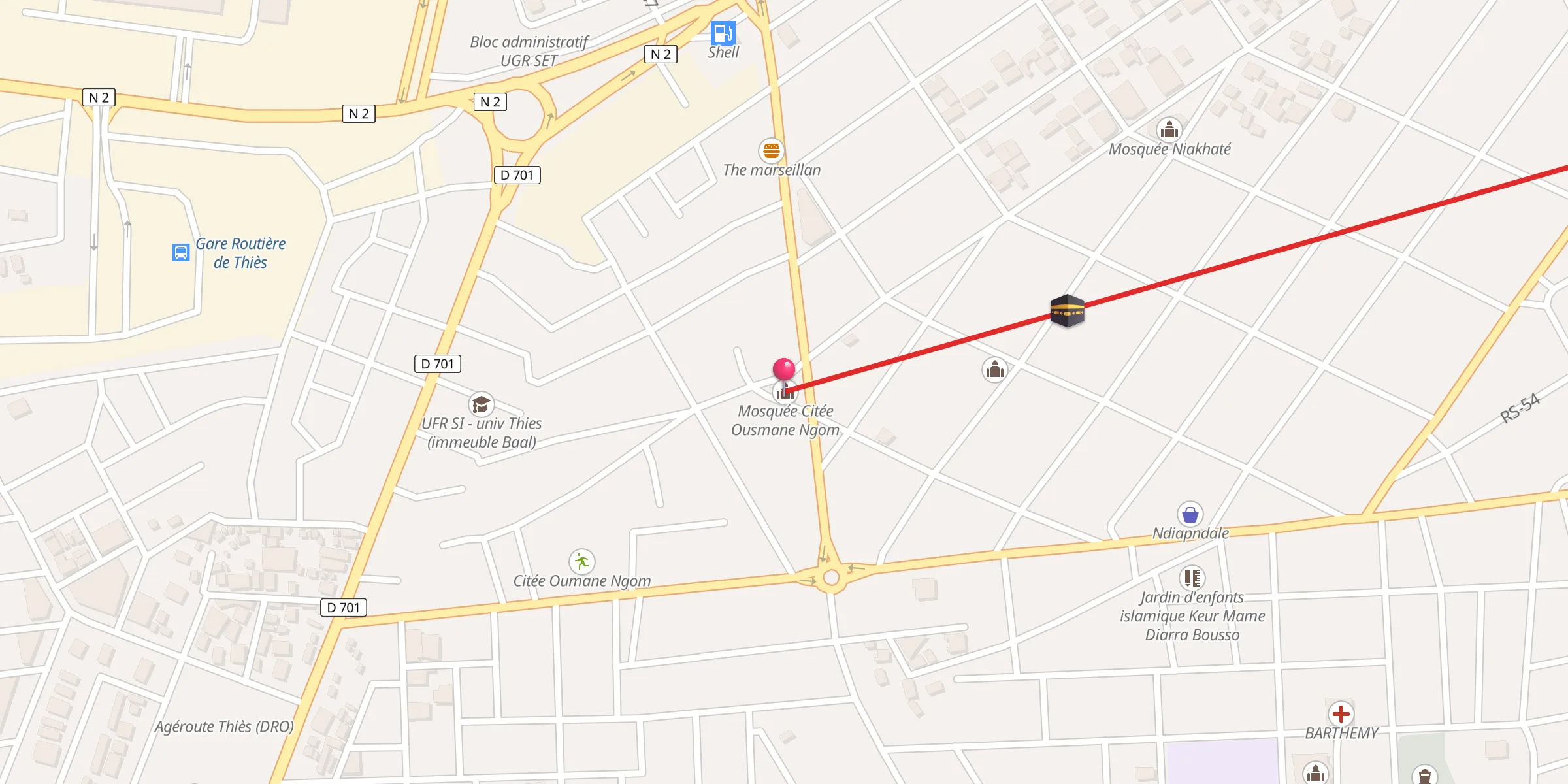 Carte de localisation : Mosquée Citée Ousmane Ngom