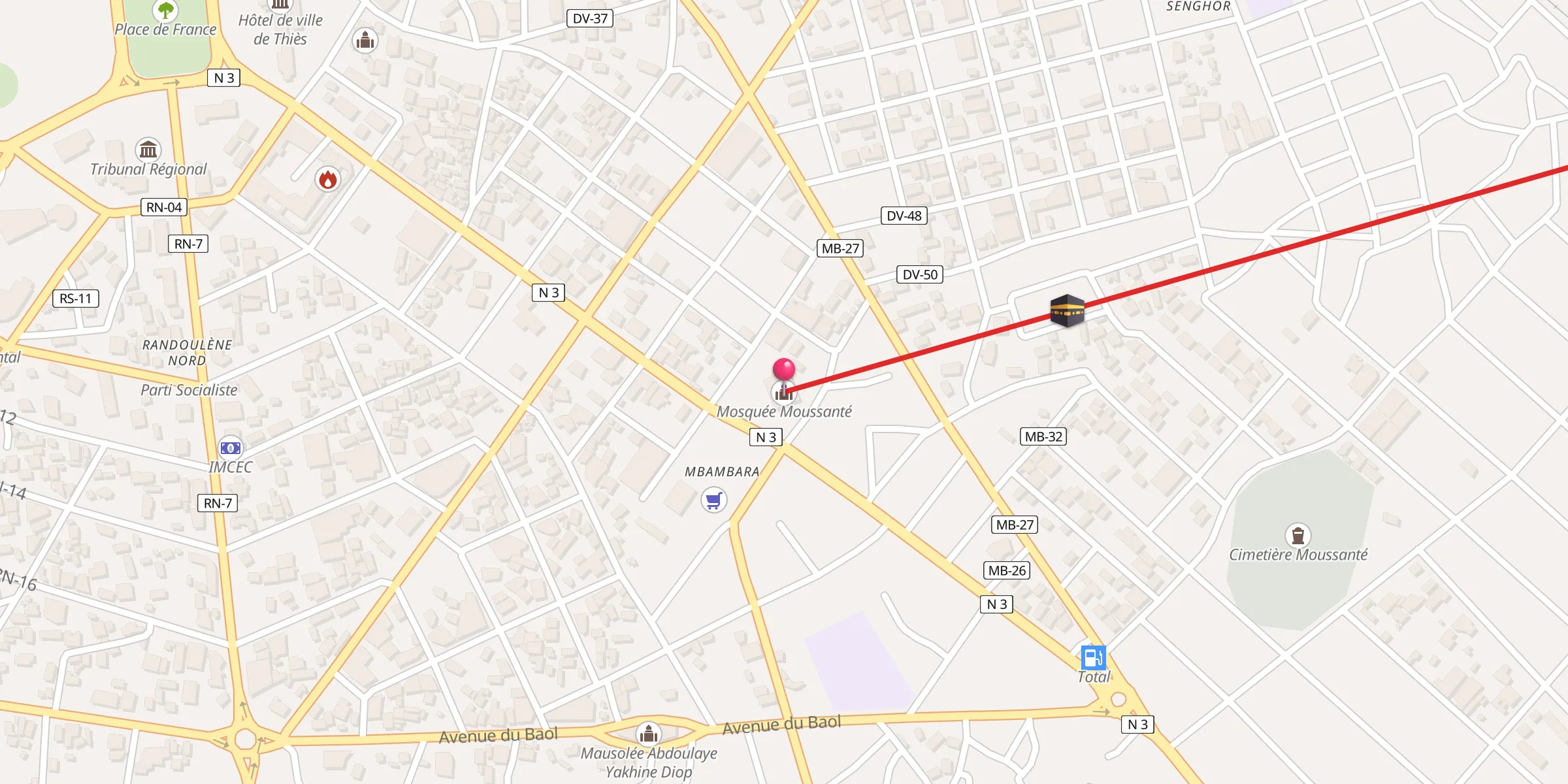 Carte de localisation : Mosquée Moussanté