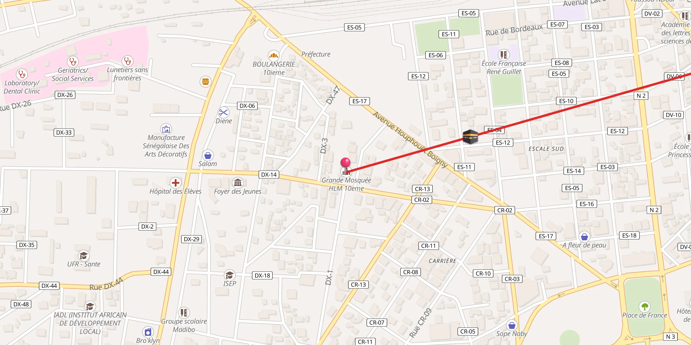 Carte de localisation : Grande Mosquée HLM 10eme