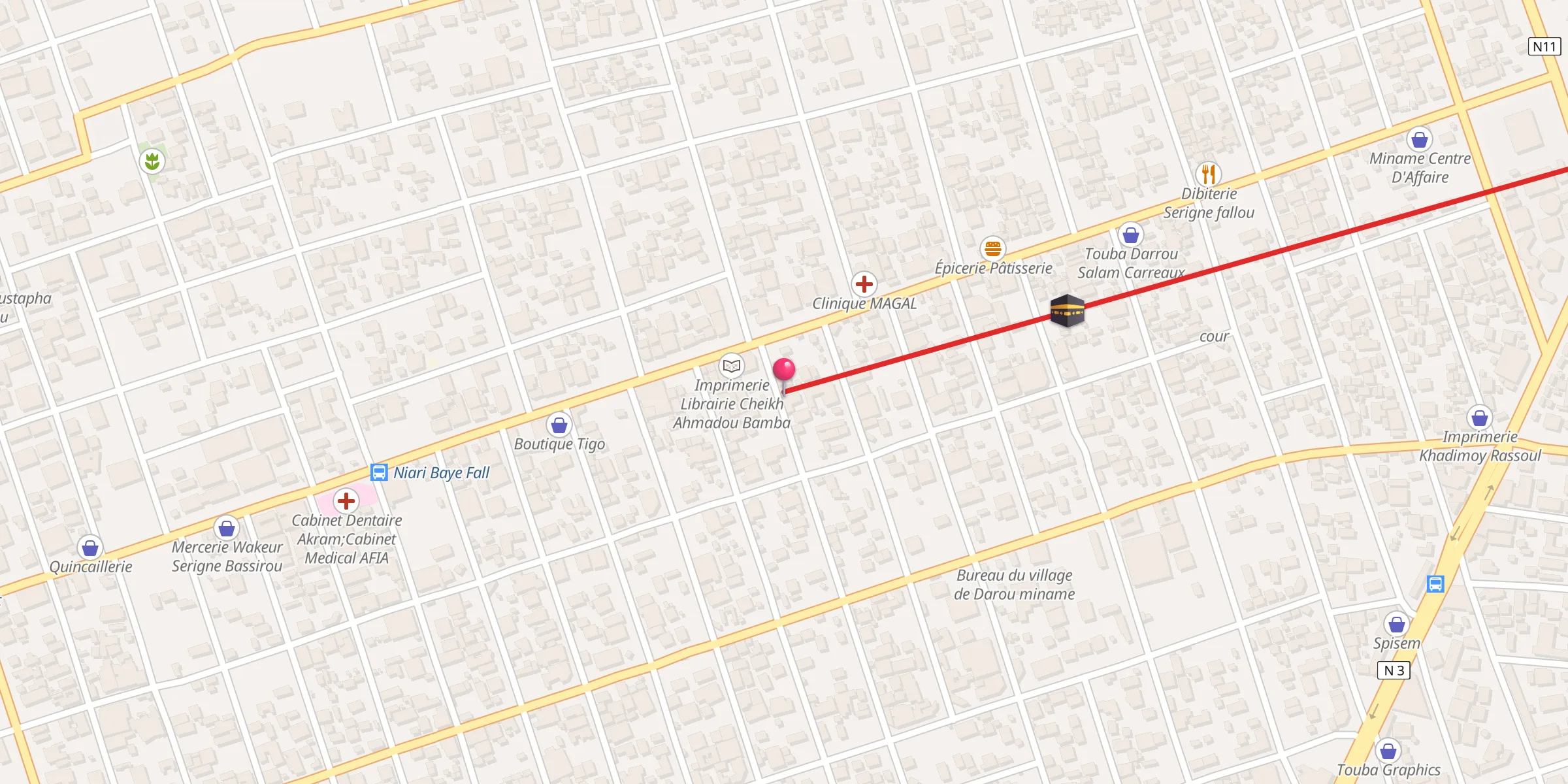 Carte de localisation : Keur Serigne Abdou Khafoor Mbacké