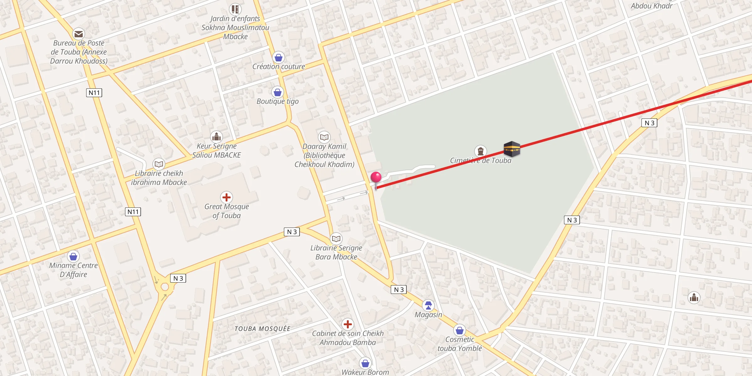 Carte de localisation : Mausolee Sokhna Mai Mbacke Ibn Ah.B