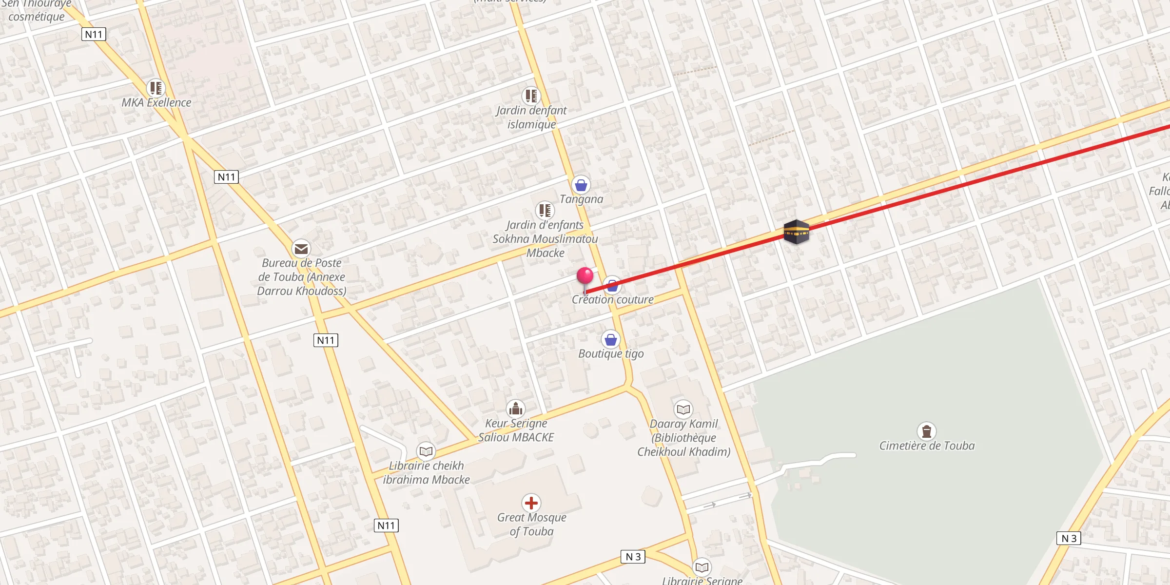 Carte de localisation : Keur serigne fallou ibnou serigne mourtala Mbacke