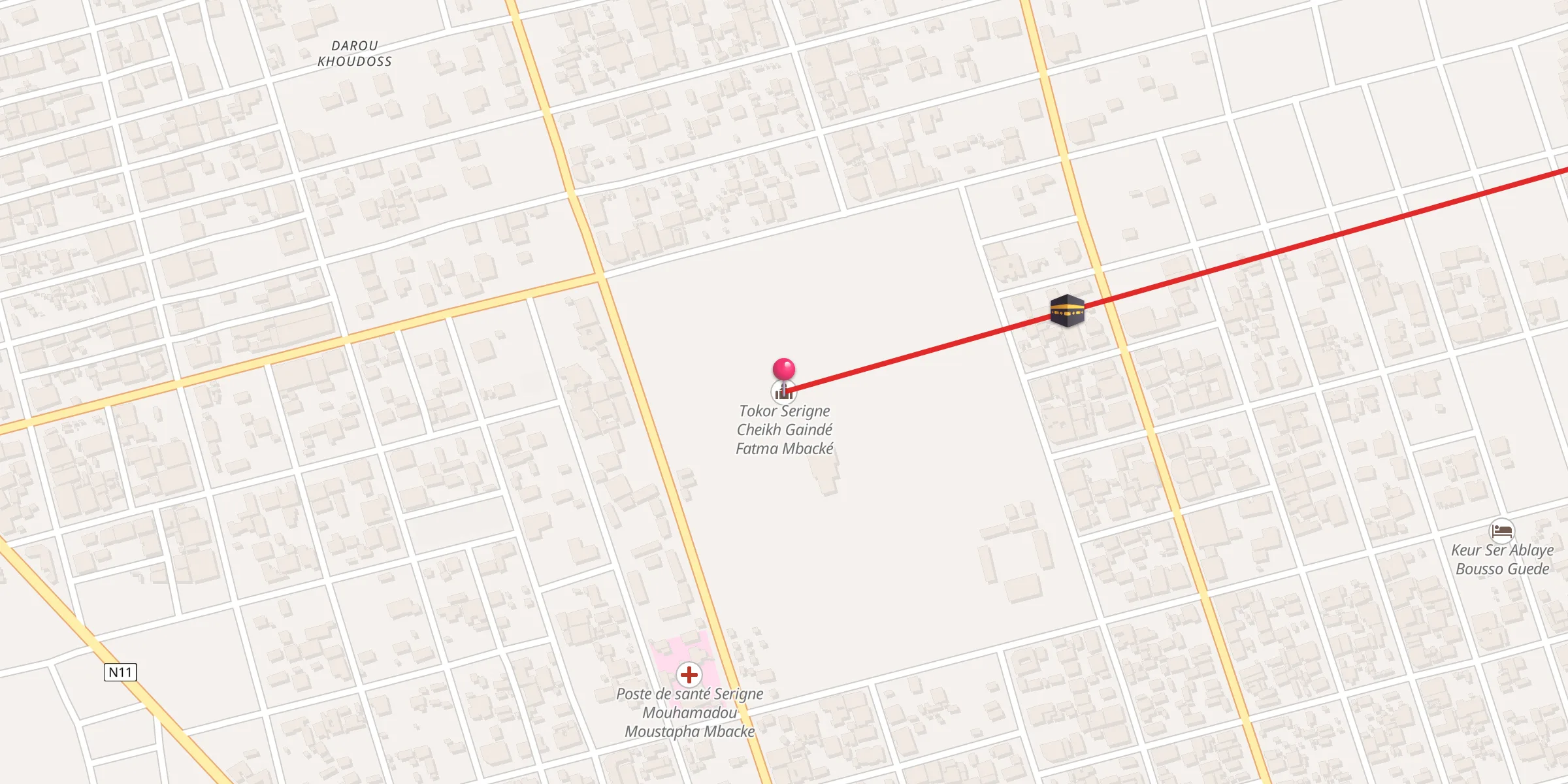 Carte de localisation : Tokor Serigne Cheikh Gaindé Fatma Mbacké