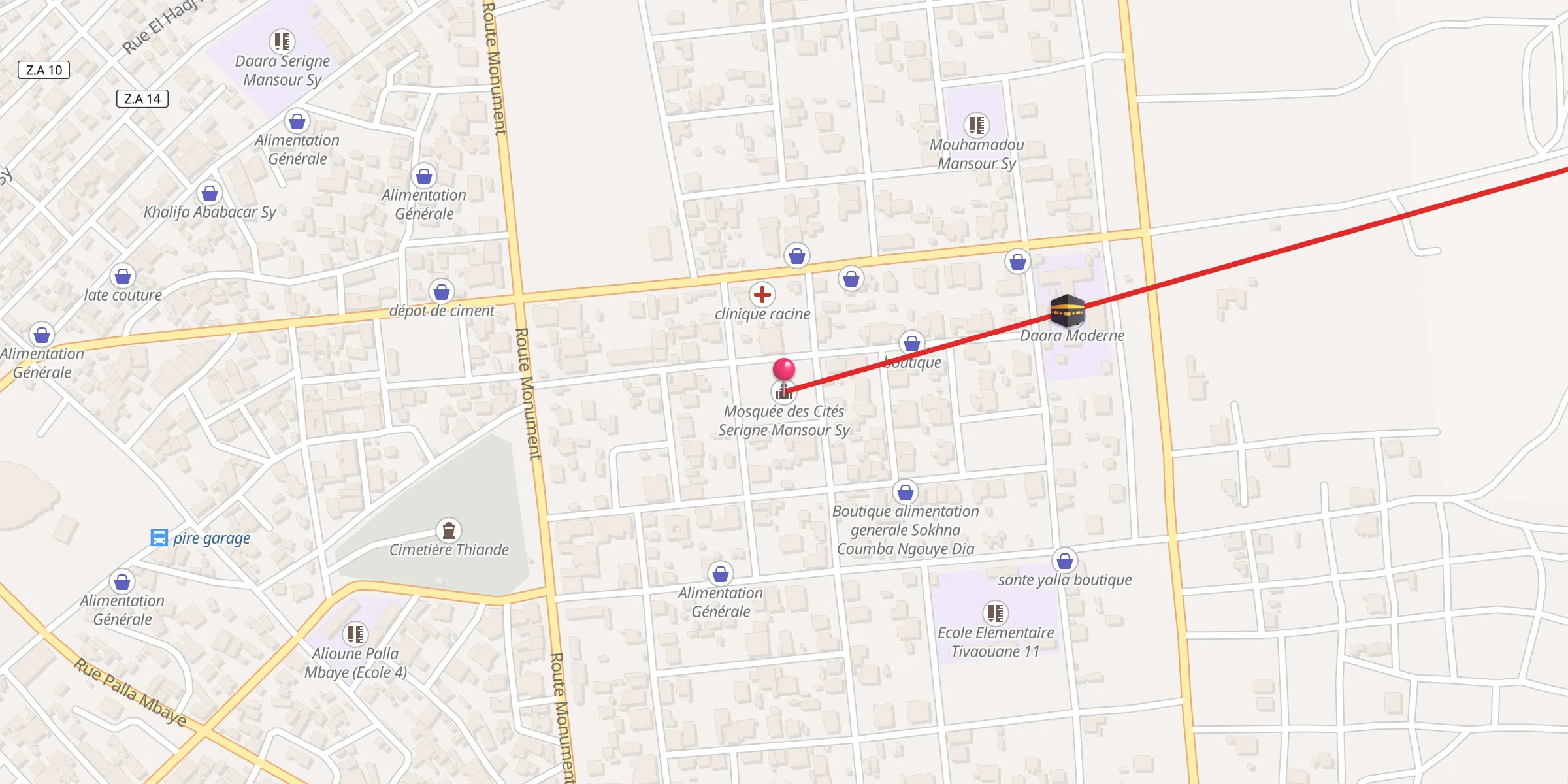 Carte de localisation : Mosquée des Cités Serigne Mansour Sy