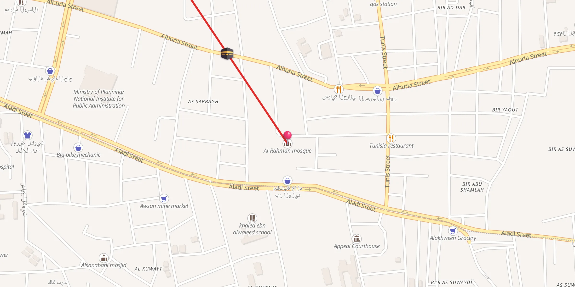 Carte de localisation : Al-Rahman mosque
