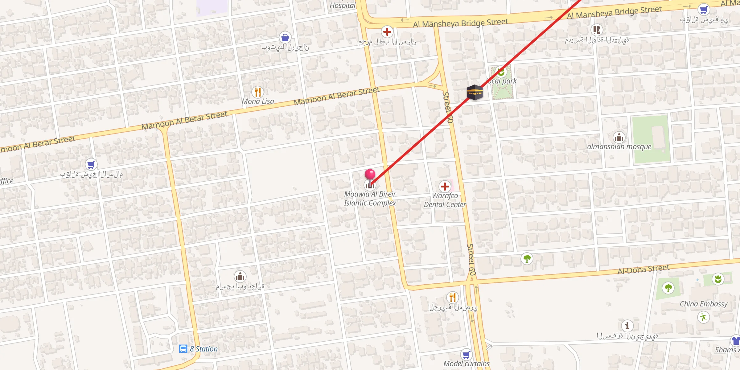 Carte de localisation : Moawia Al Bireir Islamic Complex