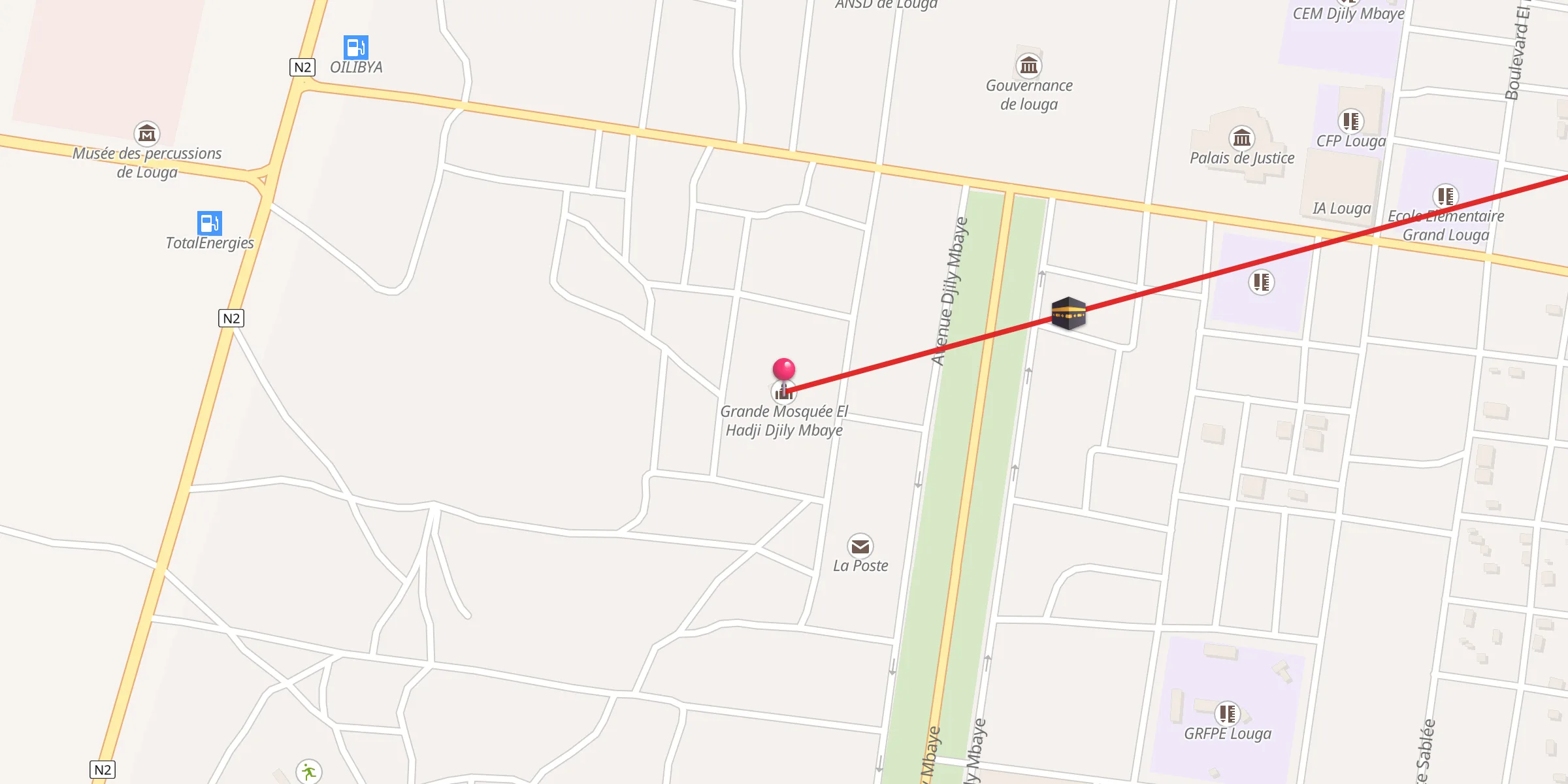 Carte de localisation : Grande Mosquée El Hadji Djily Mbaye