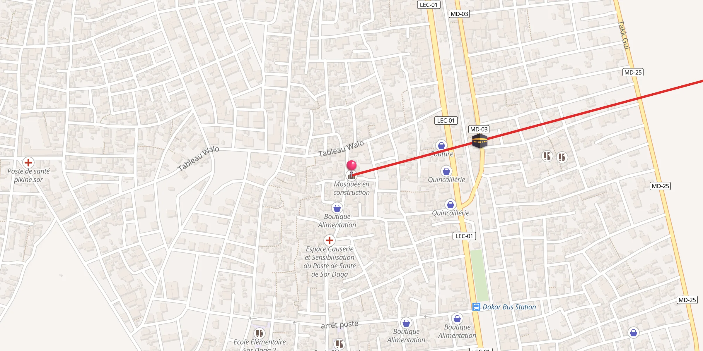 Carte de localisation : Mosquée en construction