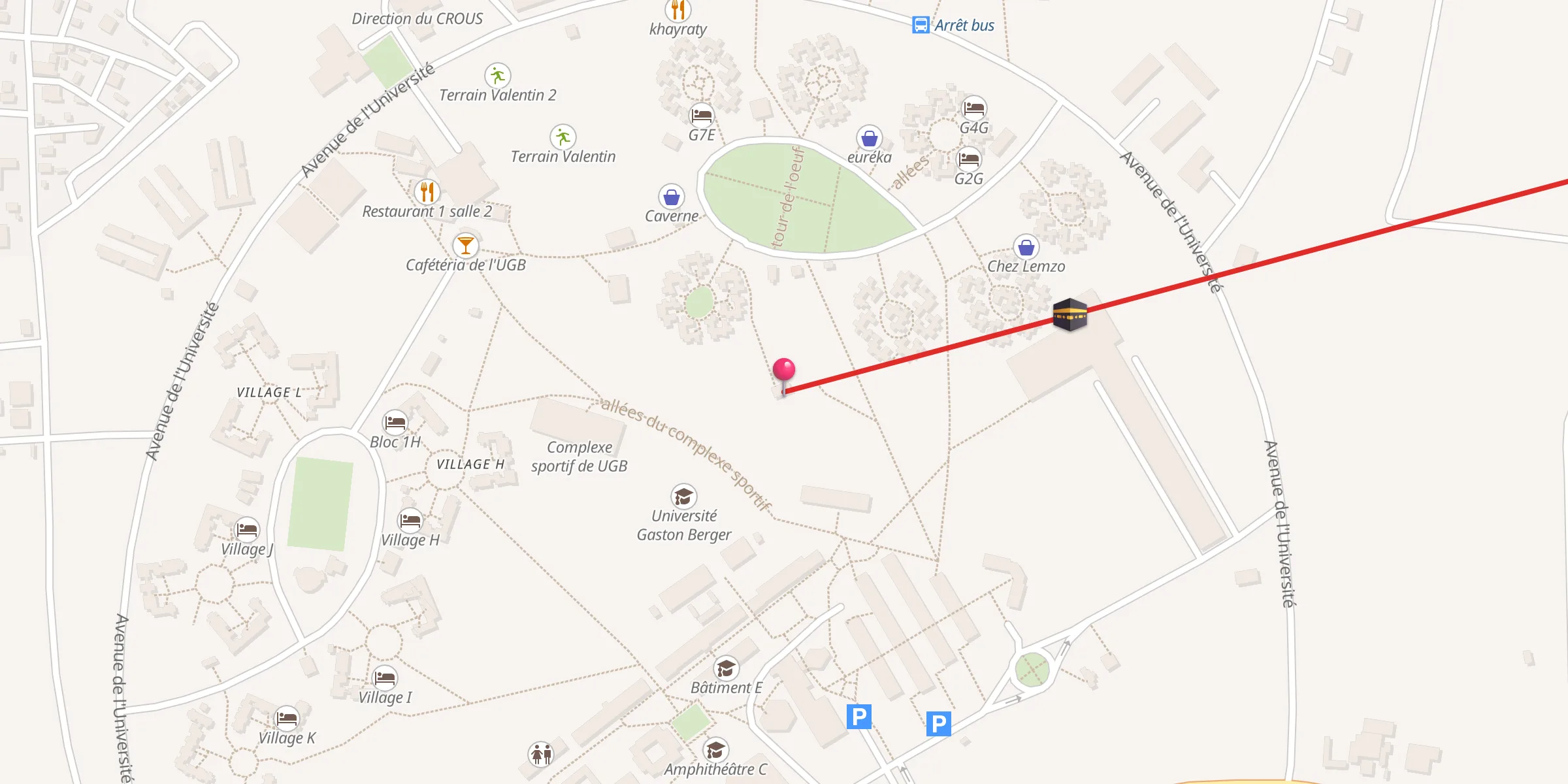 Carte de localisation : Mosquée de l'UGB