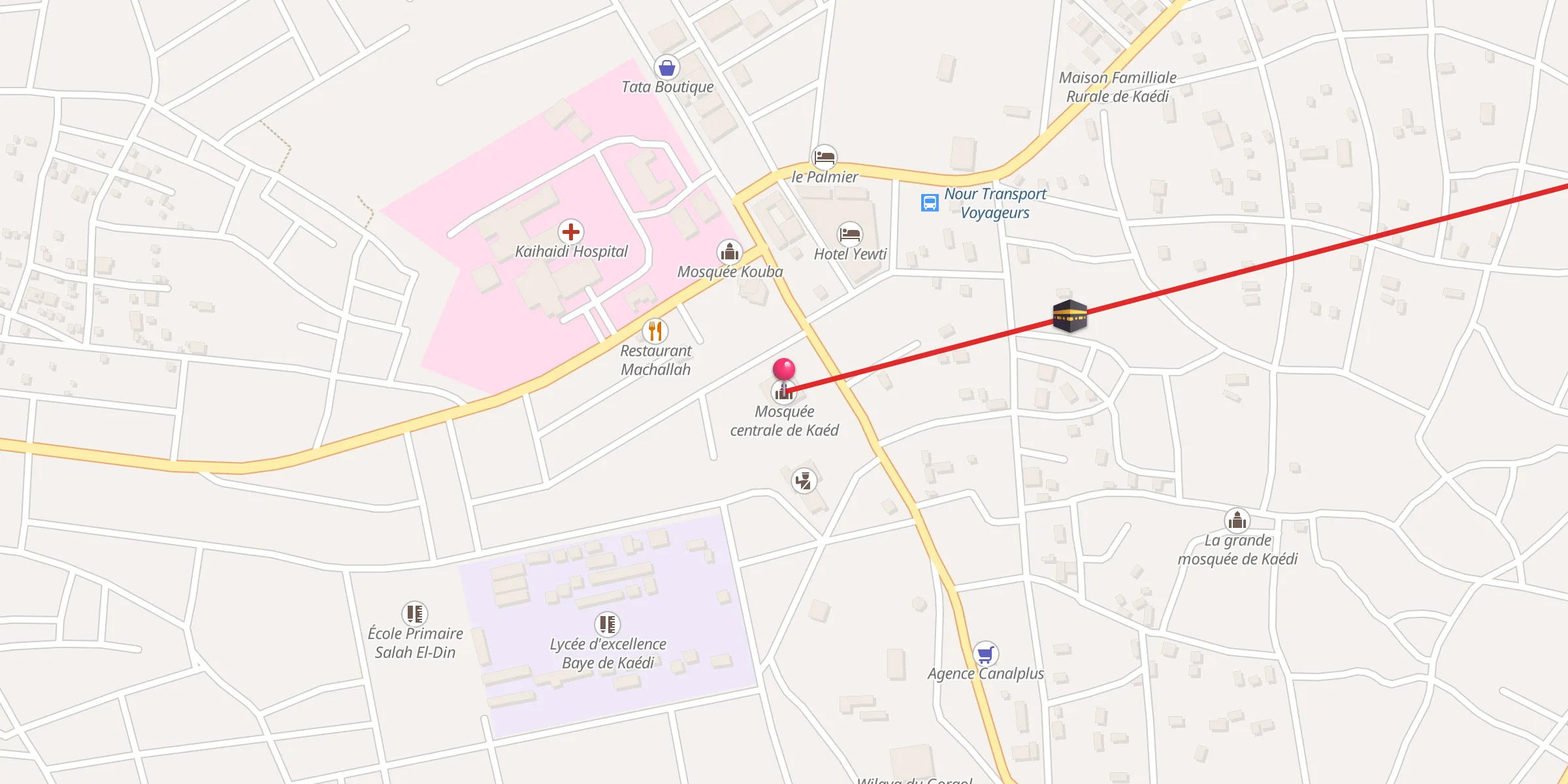 Carte de localisation : Mosquée centrale de Kaédi المسجد المركزي في كيهيدي