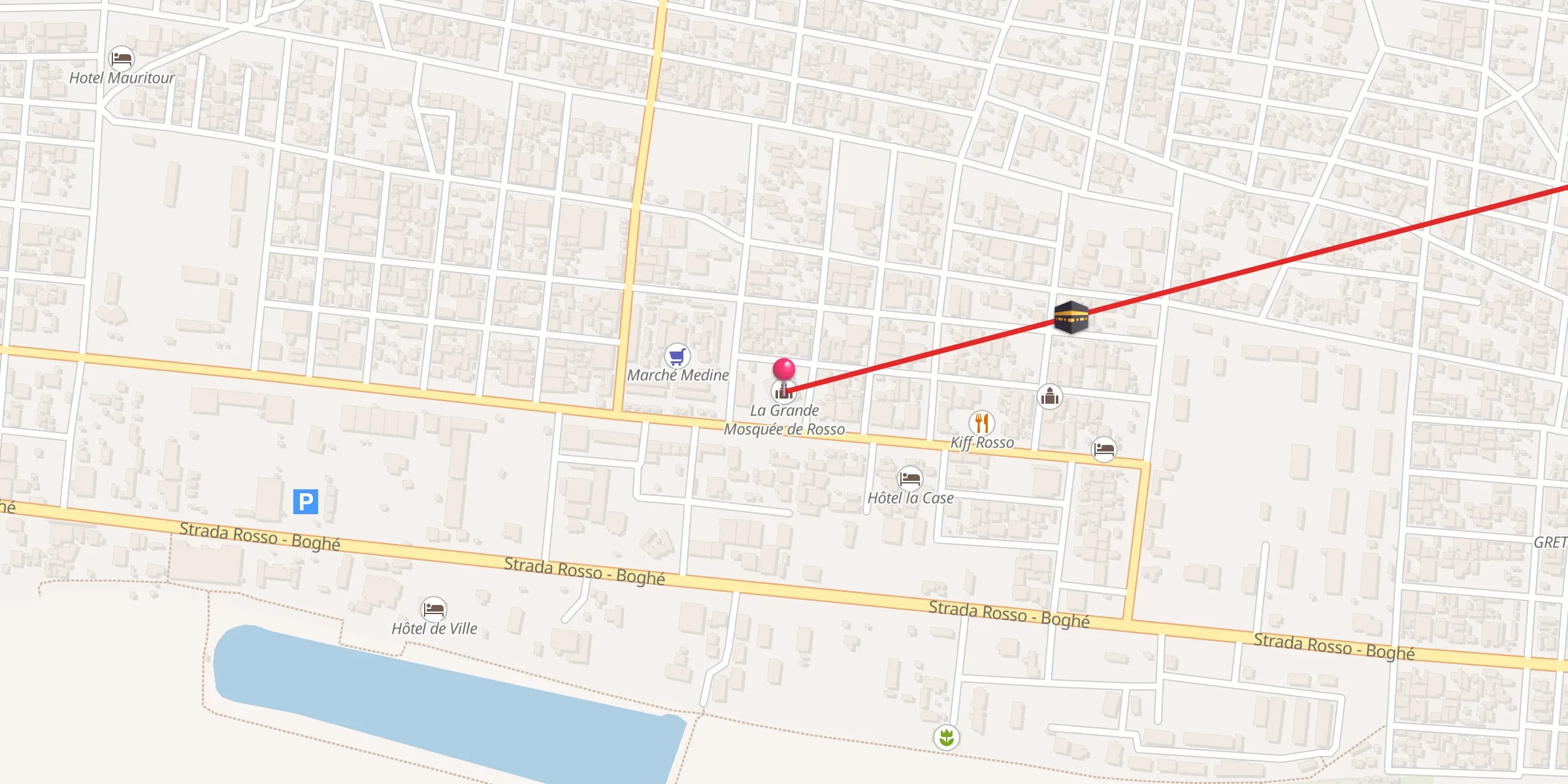 Carte de localisation : La Grande Mosquée de Rosso المسجد روصو الكبير