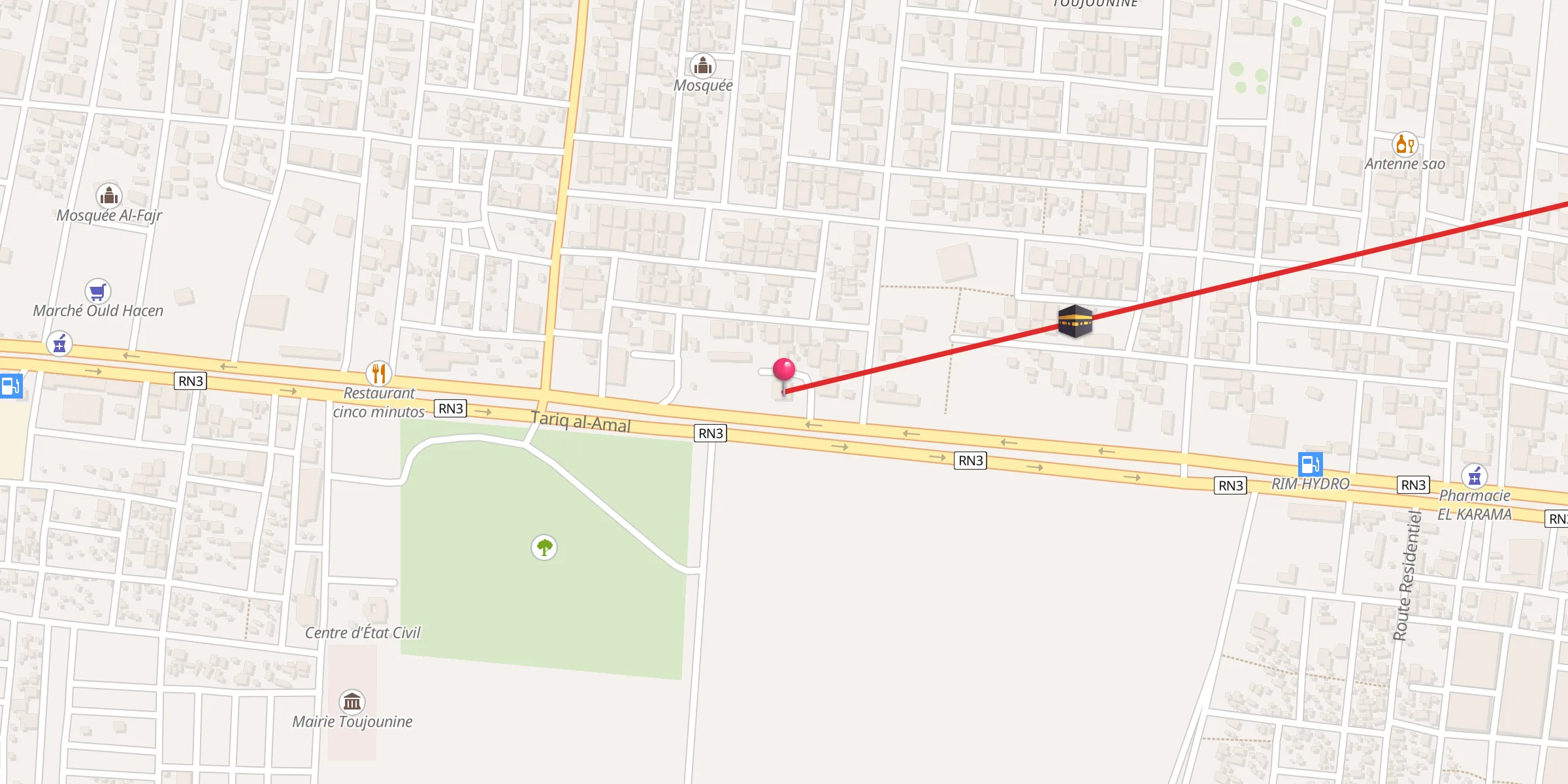 Carte de localisation : La Mosquée Blanche المسجد الأبيض
