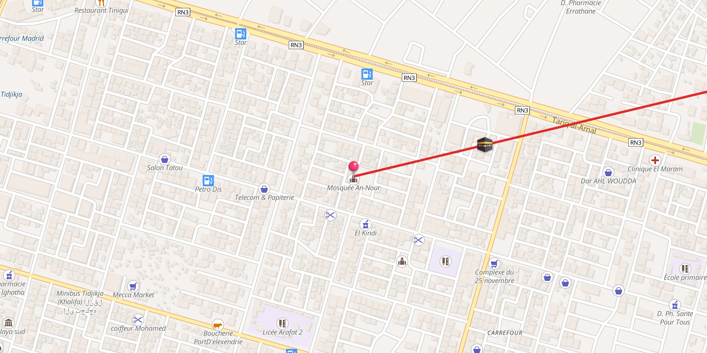 Carte de localisation : Mosquée An-Nour