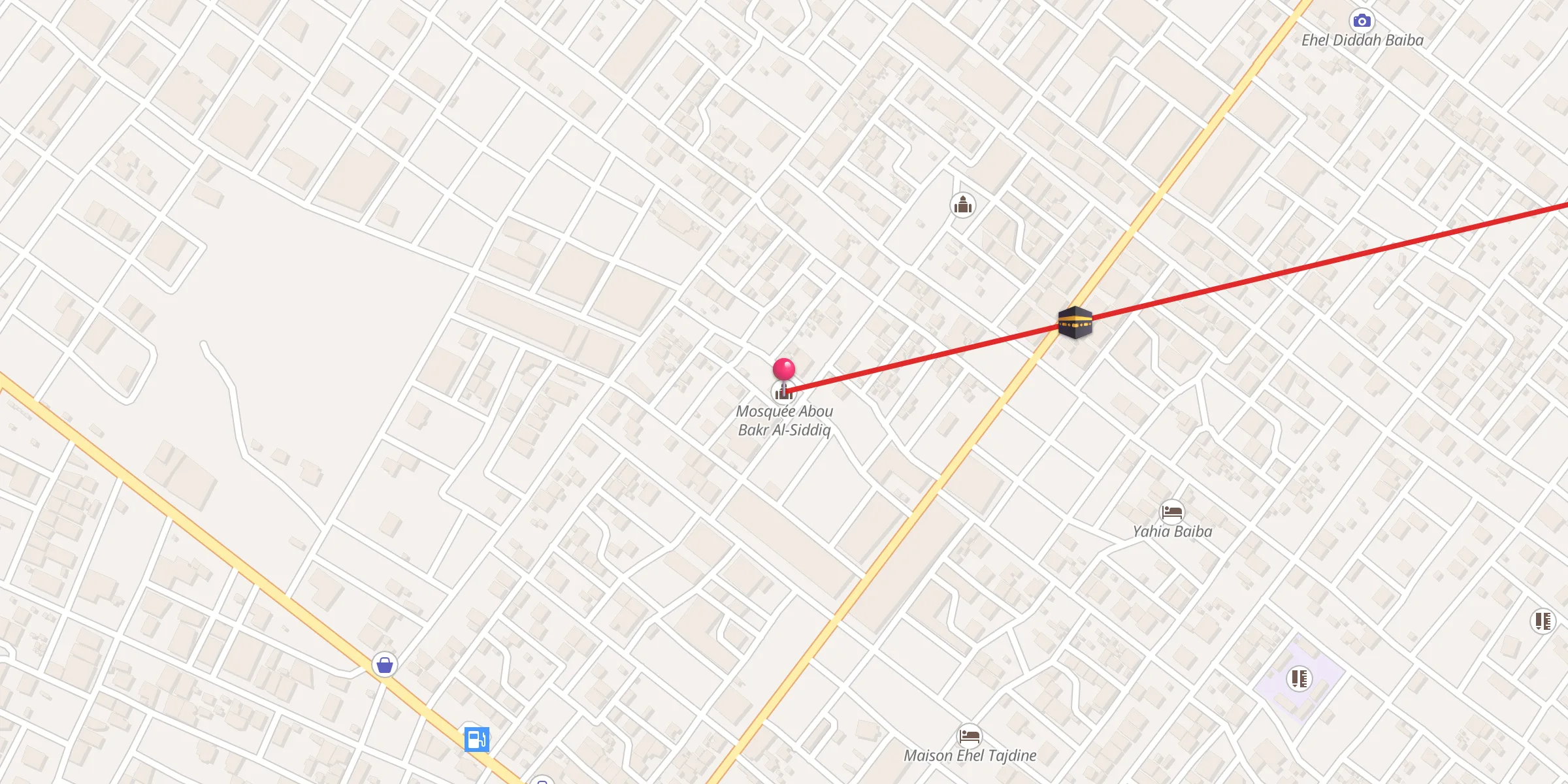 Carte de localisation : Mosquée Abou Bakr Al-Siddiq مسجد أبو بكر الصديق