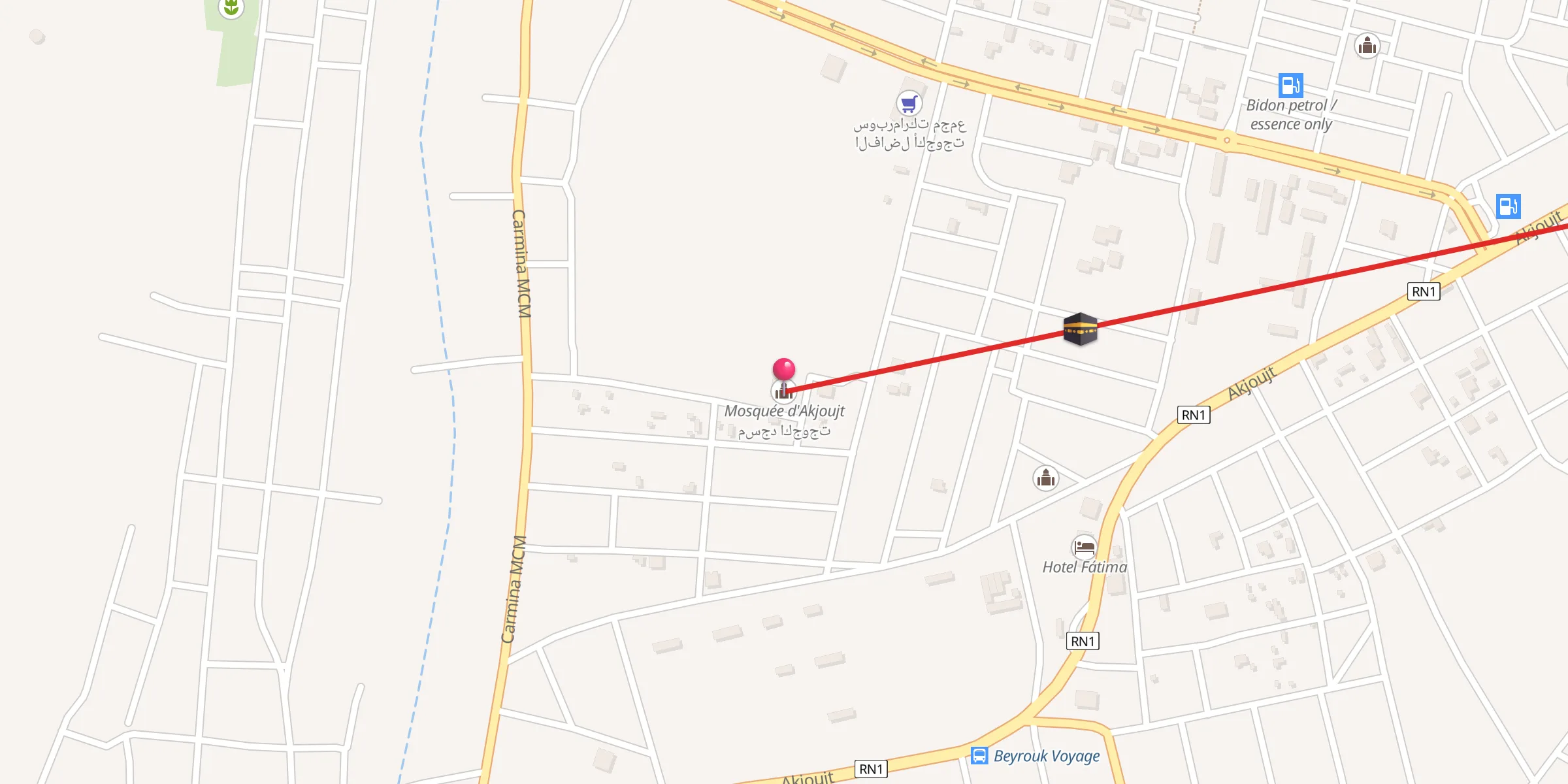 Carte de localisation : Mosquée d'Akjoujt مسجد اكجوجت