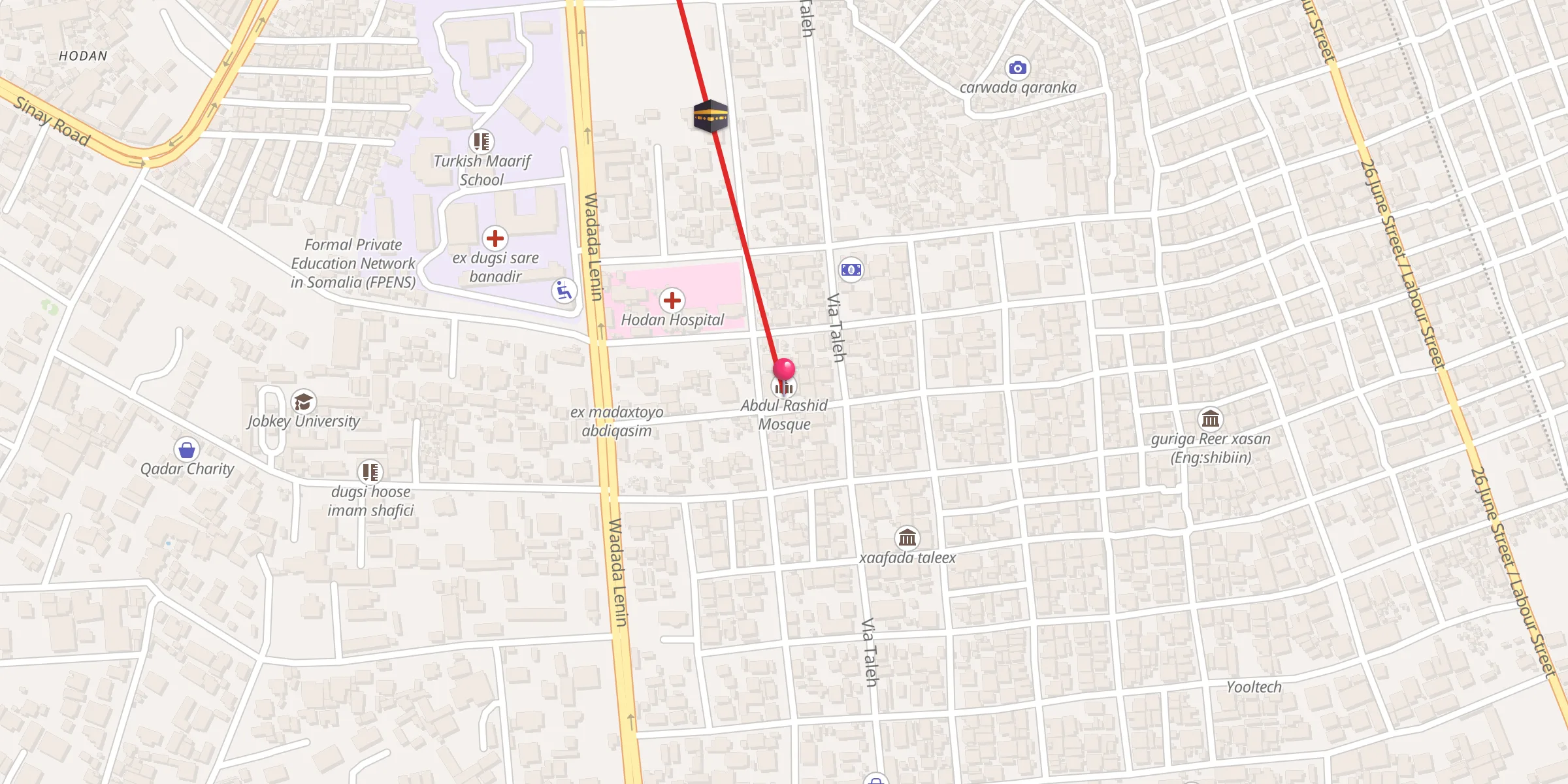 Carte de localisation : Masjidka Abdirishid مسجد عبد الرشيد