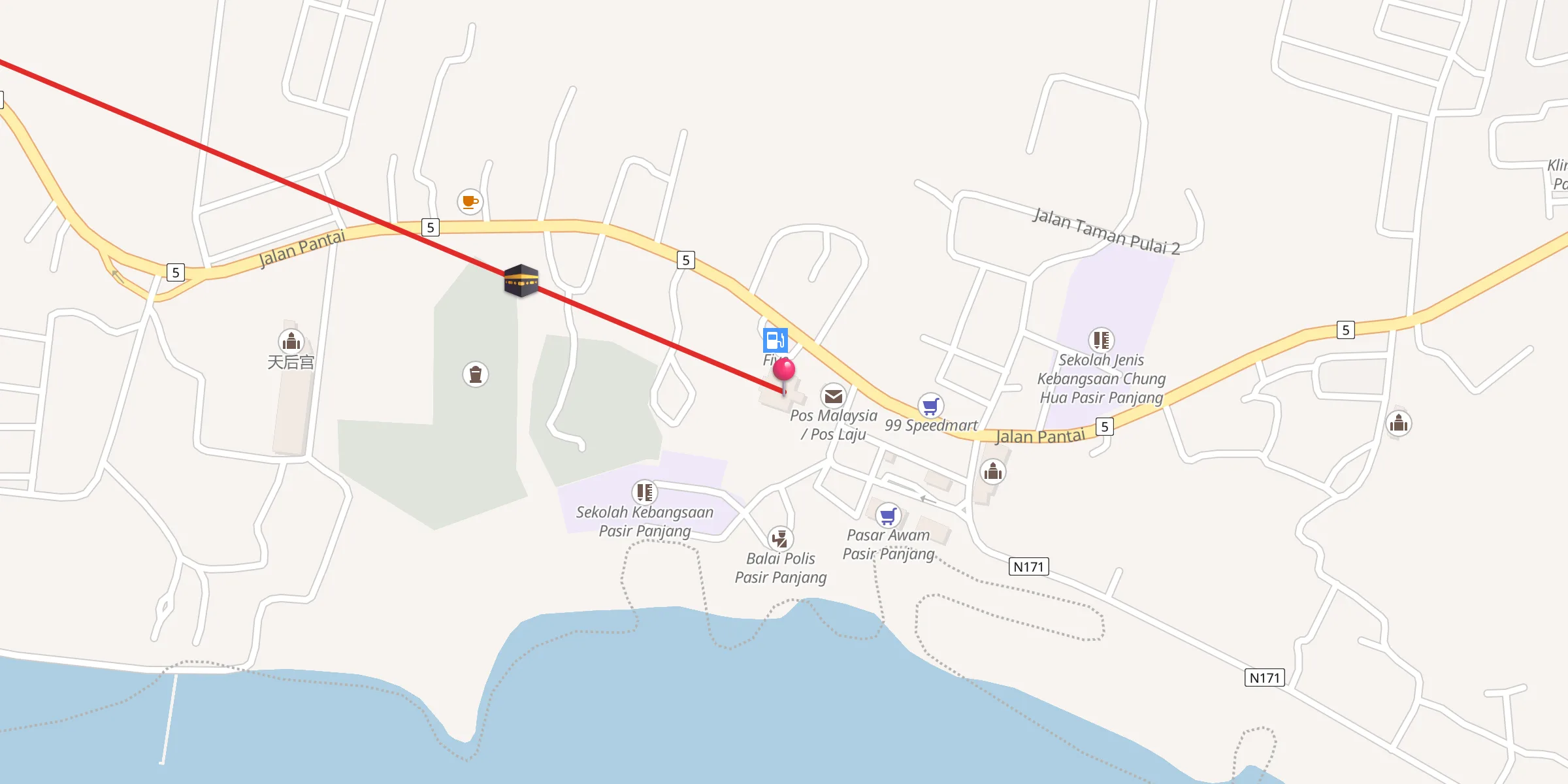 Carte de localisation : Masjid Jamek Pasir Panjang